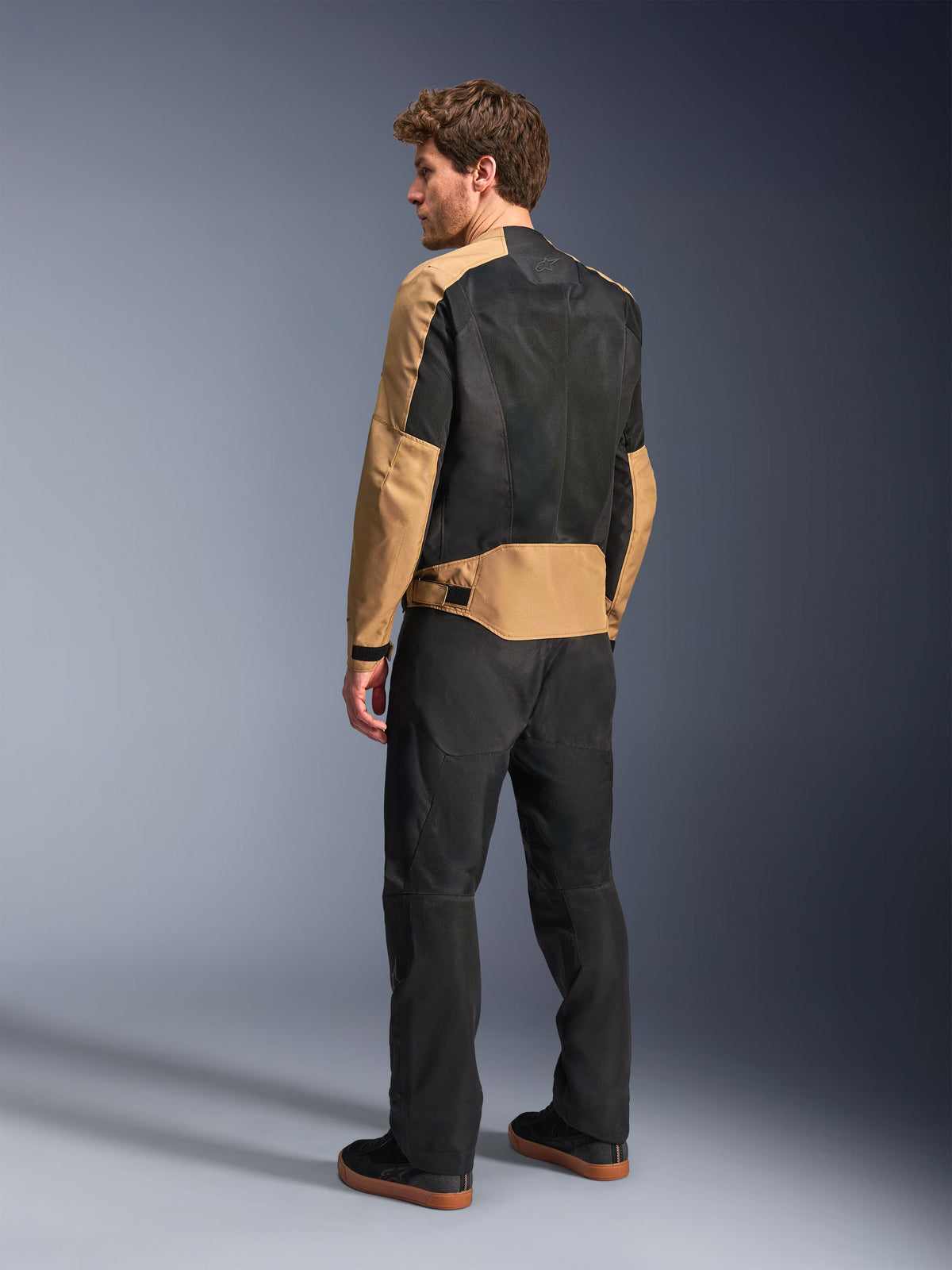 Alpinestars C-1 Air Jacket, Urban Riding, Men's, Sand and Black Textile, rear view showing tech mesh panels.