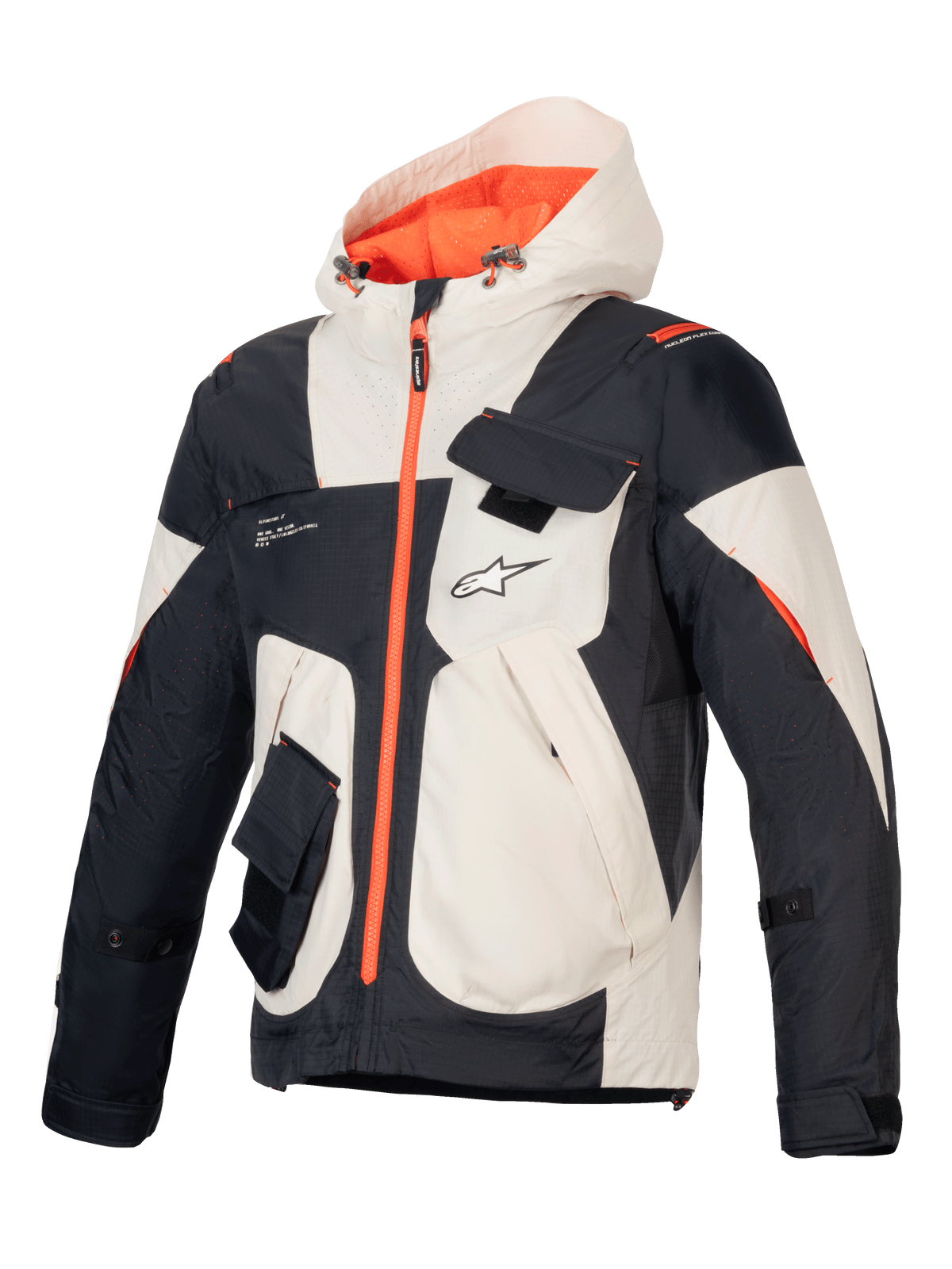 Alpinestars Mogress Air Jacke, urbane Herren-Motorradjacke in Schwarz, Mandel und Orange mit belüftetem Ripstop.