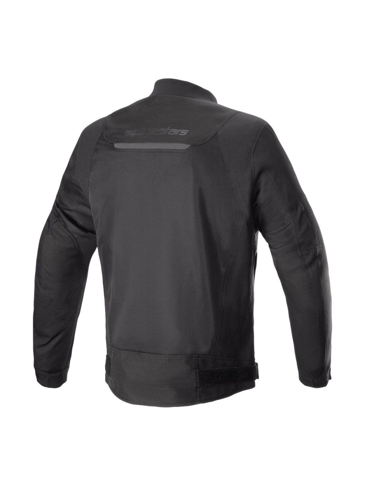 Alpinestars Luc V2 Air Jacke, schwarze Urban-Motorradjacke, Rückansicht mit Mesh-Einsätzen und Tech-Air-Bereitschaft.