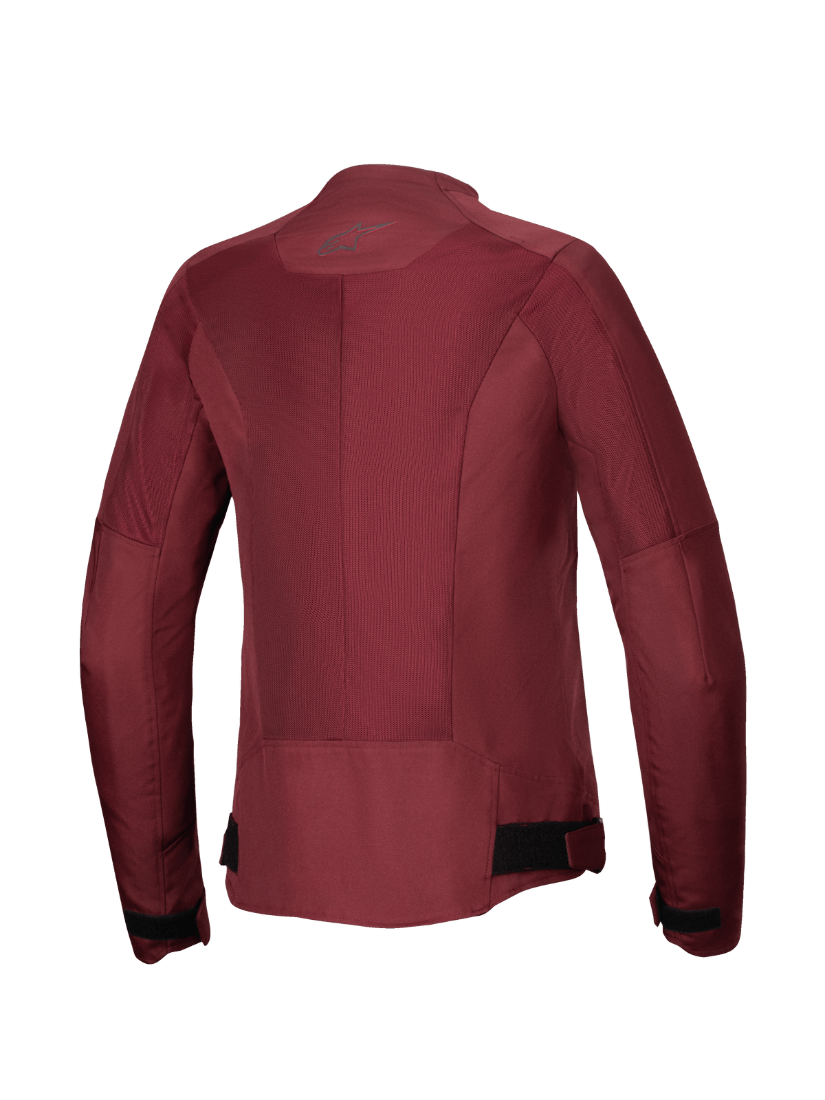 Alpinestars Stella C-1 Air Jacke, Damen-Motorradjacke, Burgunderrot, Rückansicht mit großen Tech-Mesh-Einsätzen für Luftzirkulation, reflektierendes Logo am Nacken, verstellbare Taillenriemen, urbane Fahrausrüstung