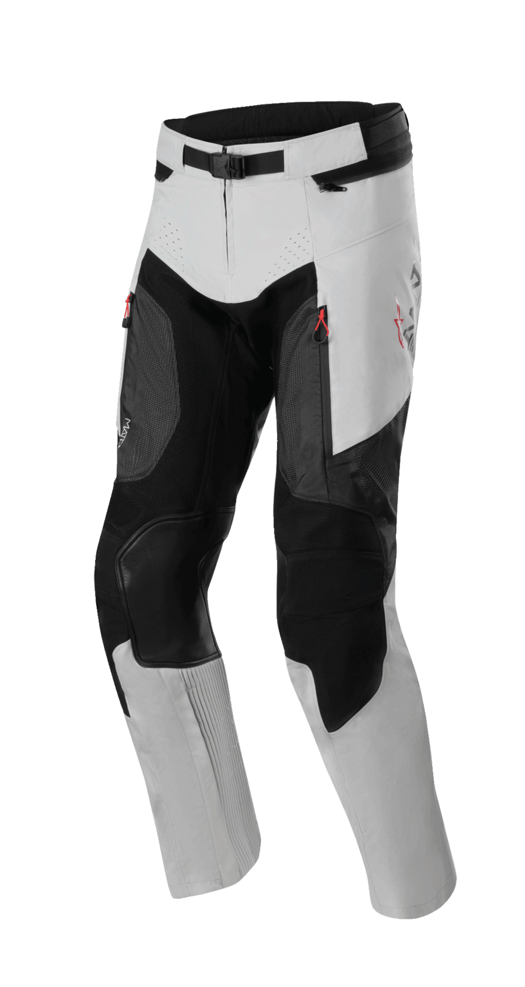 Alpinestars AMT 7 Air Hose, Adventure-Touren-Motorradhose, Tan und Dark Shadow, mit roten Reißverschluss-Akzenten und MATRYX-Belüftungseinsätzen, verstärktem Knieschutz, laserperforierten Details, verstellbarem magnetischem Taillenverschluss, modernes Design mit strukturierten Paneelen