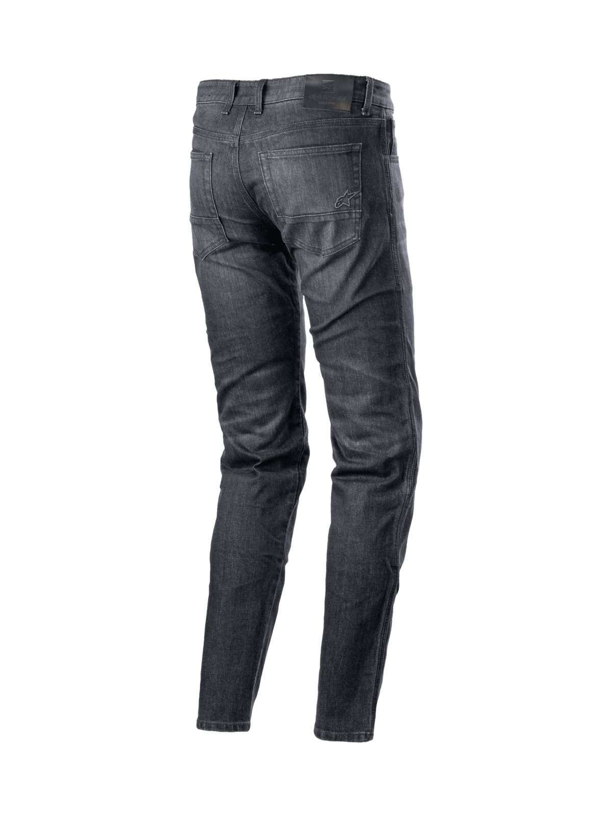 Alpinestars Sektor Regular Fit Jeans, Urban Motorradhose für Herren, Schwarz gewaschener Stretch-Denim mit Aramidfaser-Verstärkung, Rückansicht