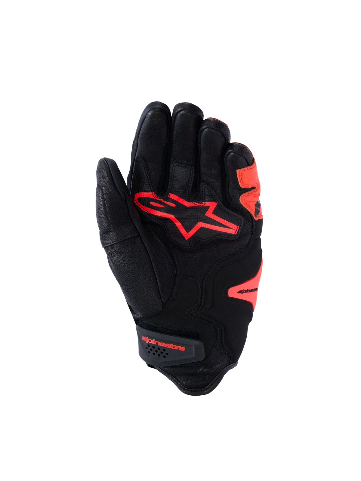 Alpinestars SP-R Tech Motorradhandschuhe für Herren, kurzbündige Motorradsporthandschuhe aus Ziegenleder in Schwarz und Rot mit geteiltem Knöchelprotektor und verstärkter Handfläche