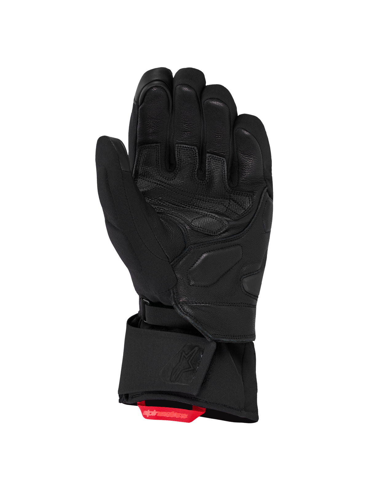 Alpinestars Wt 5 Drystar Insulated Handschuhe, Motorradhandschuhe für Adventure und Touring, Schwarz mit roter Lasche, wasserdichte Drystar-Membran und Ziegenleder-Handfläche