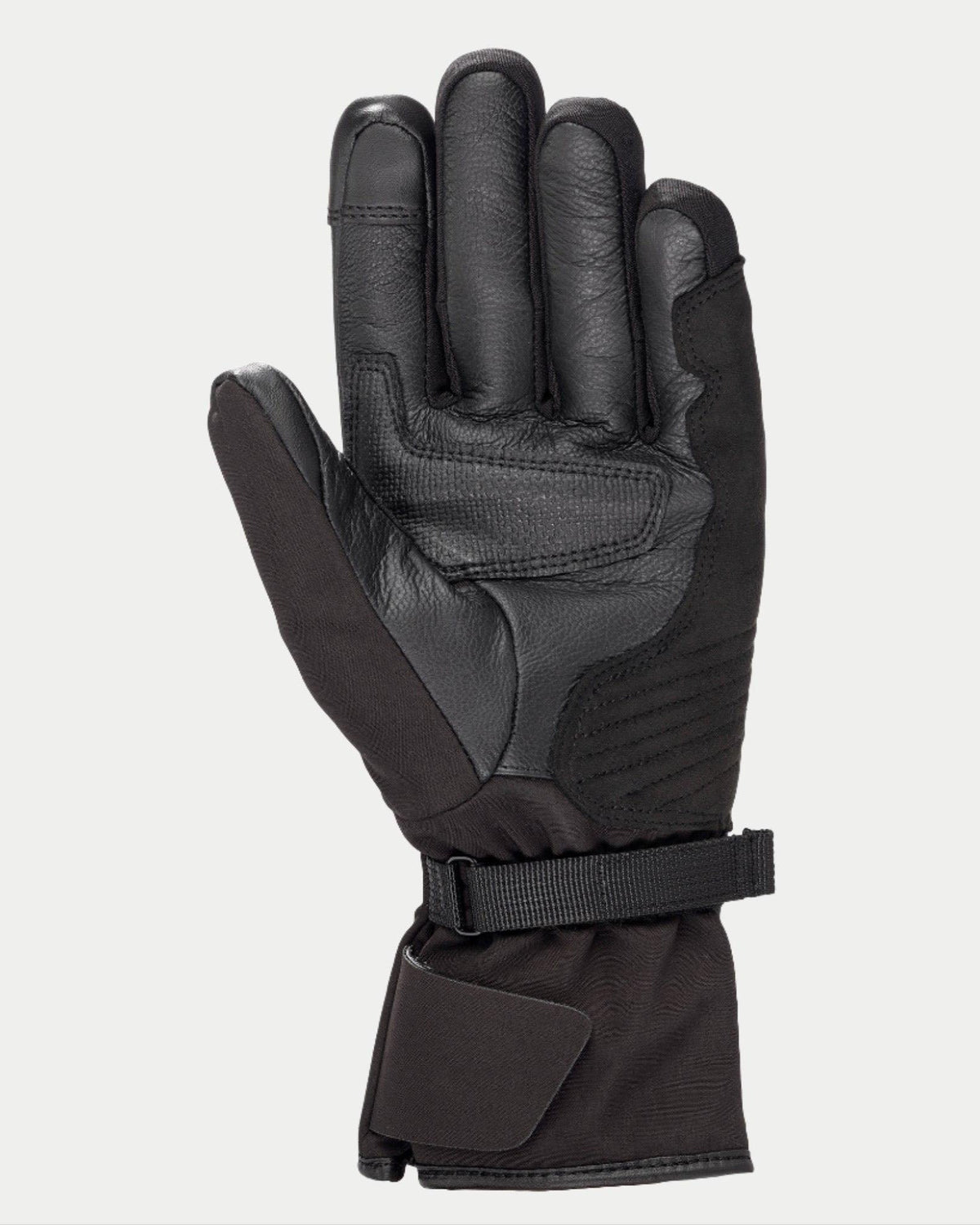 Alpinestars Damen Stella Tourer W-7 Drystar® Handschuhe, Schwarz, Innenansicht mit Leder- und Softshell-Konstruktion, lange Tourenmanschette mit verstellbarem Riemen, verstärkte Handfläche und Daumen, wasserdichte und thermische Winter-Motorradausrüstung für Adventure-Touring