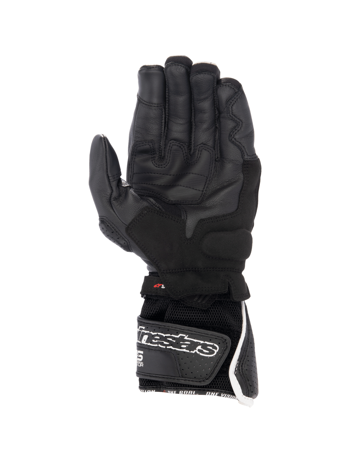 Alpinestars SP-8 V3 Air Gloves, black and white men's racing motorcycle gloves with perforated leather and a secure palm grip.