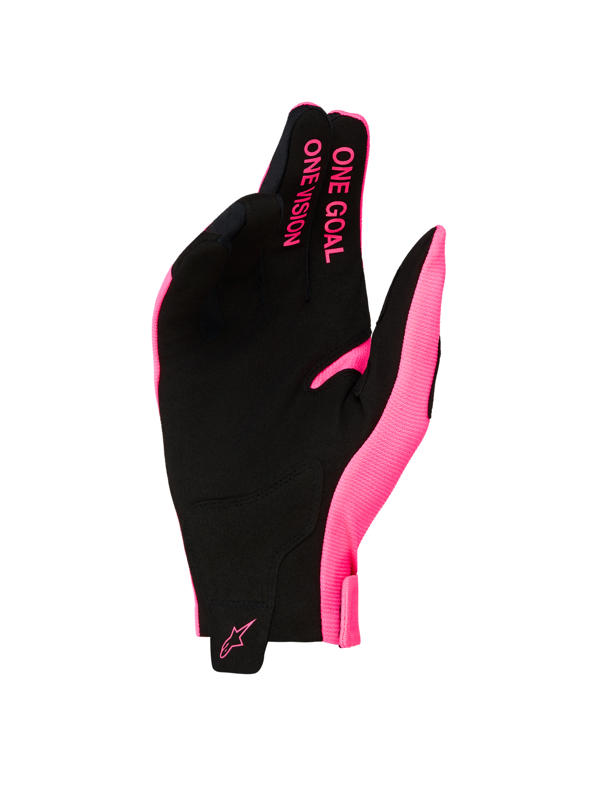 Alpinestars Radar Handschuhe 2027, Motocross, Herren, Pink und Schwarz, Kunstwildleder-Handfläche mit Slogan.
