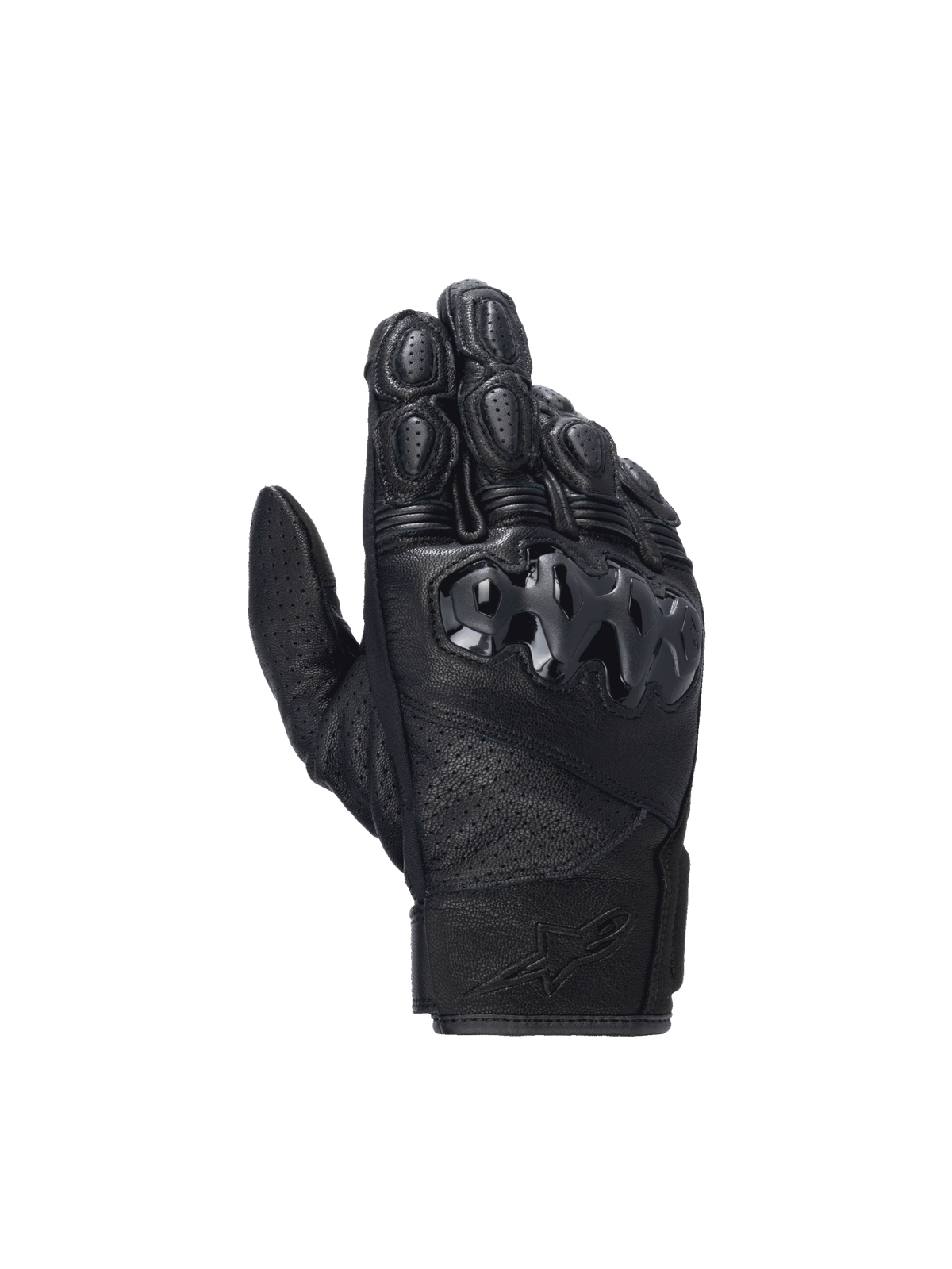 Alpinestars Celer V3 Handschuhe, schwarze Motorradhandschuhe aus Ziegenleder mit hartem PU-Knöchelschutz für den Rennsport.