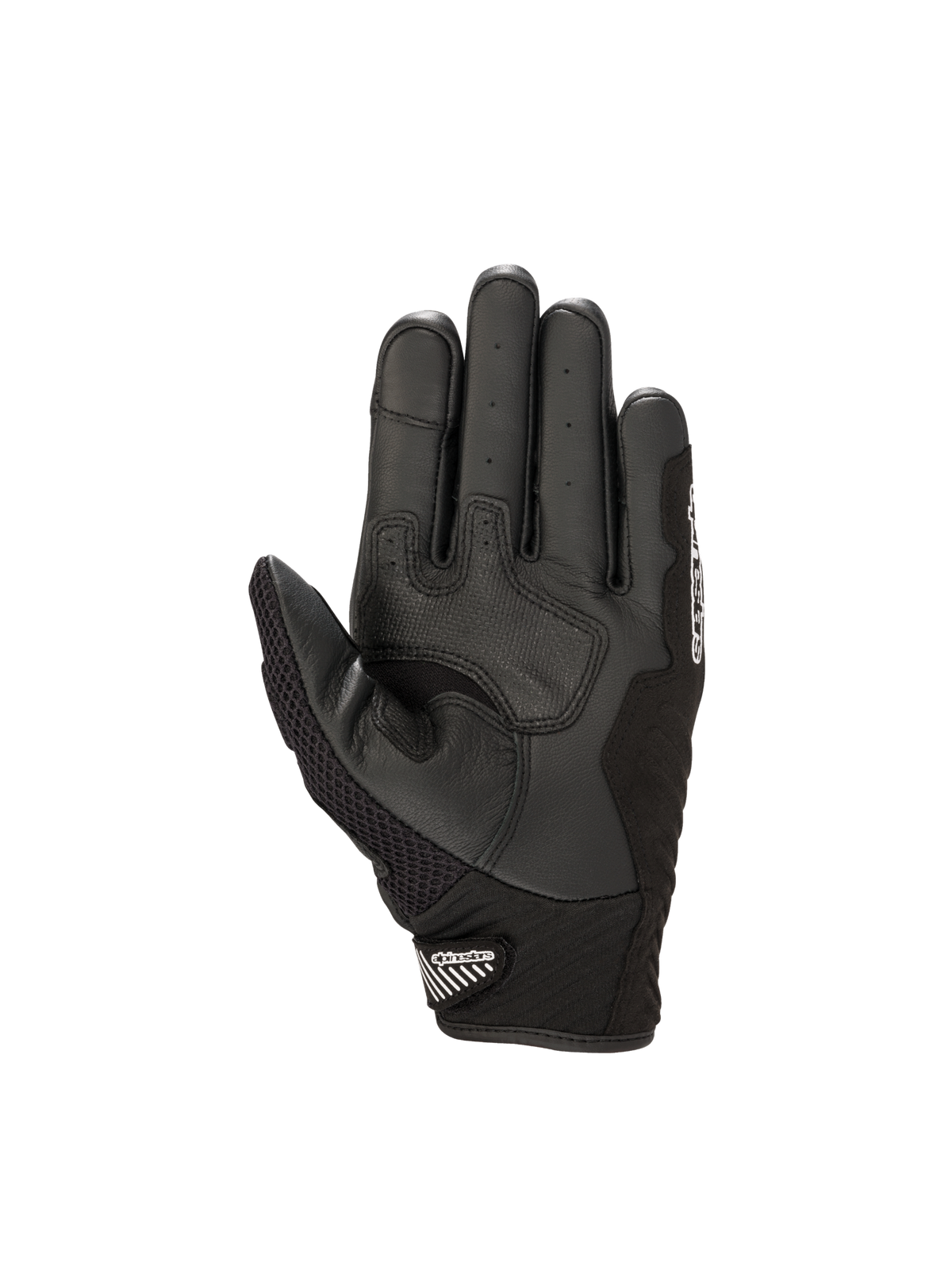 Alpinestars SMX-1 Air V2 Handschuhe, Motorradhandschuhe für urbane Fahrten, Handflächenansicht, Schwarz und Weiß, hochwertiges Leder mit verstärkter Grifffläche und Mesh-Einsätzen, CE-zertifiziert