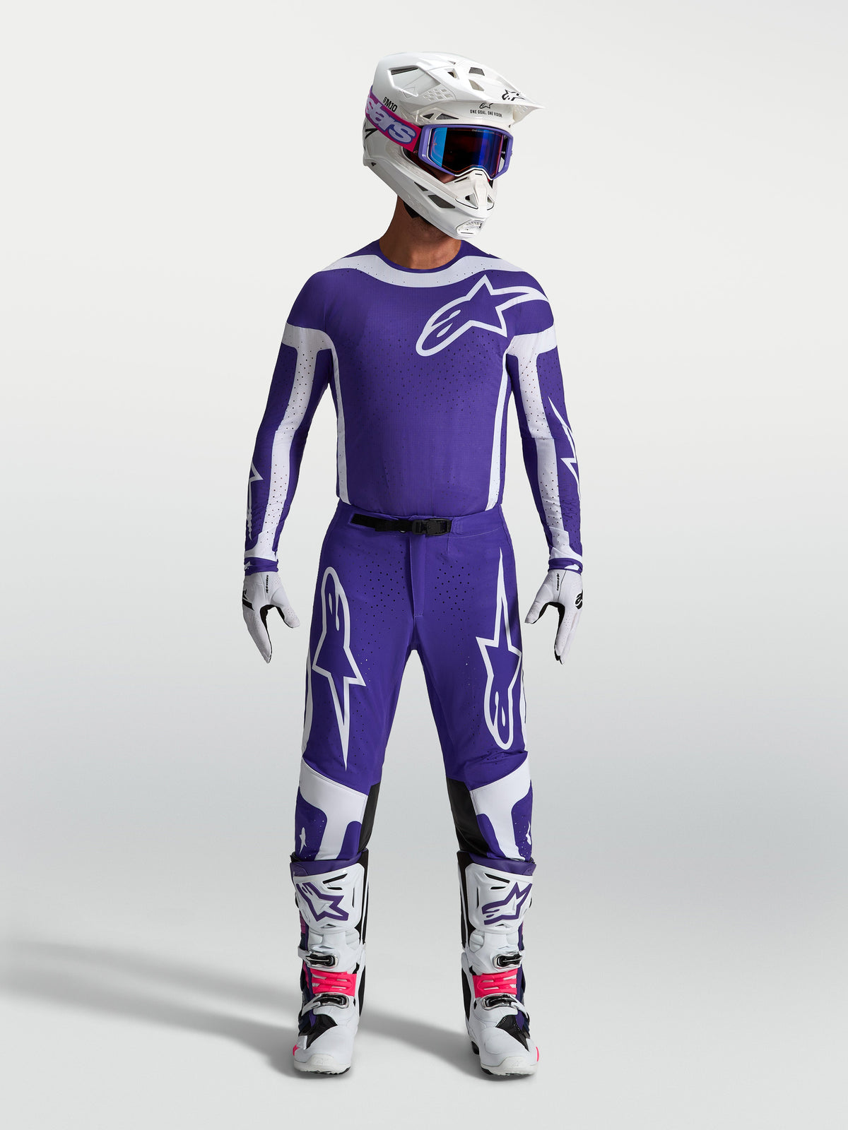 Alpinestars Supertech Vesta Hose, Motocross-Hose für Herren, Dunkelblau und Weiß, athletische Passform, Ripstop-Gewebe.