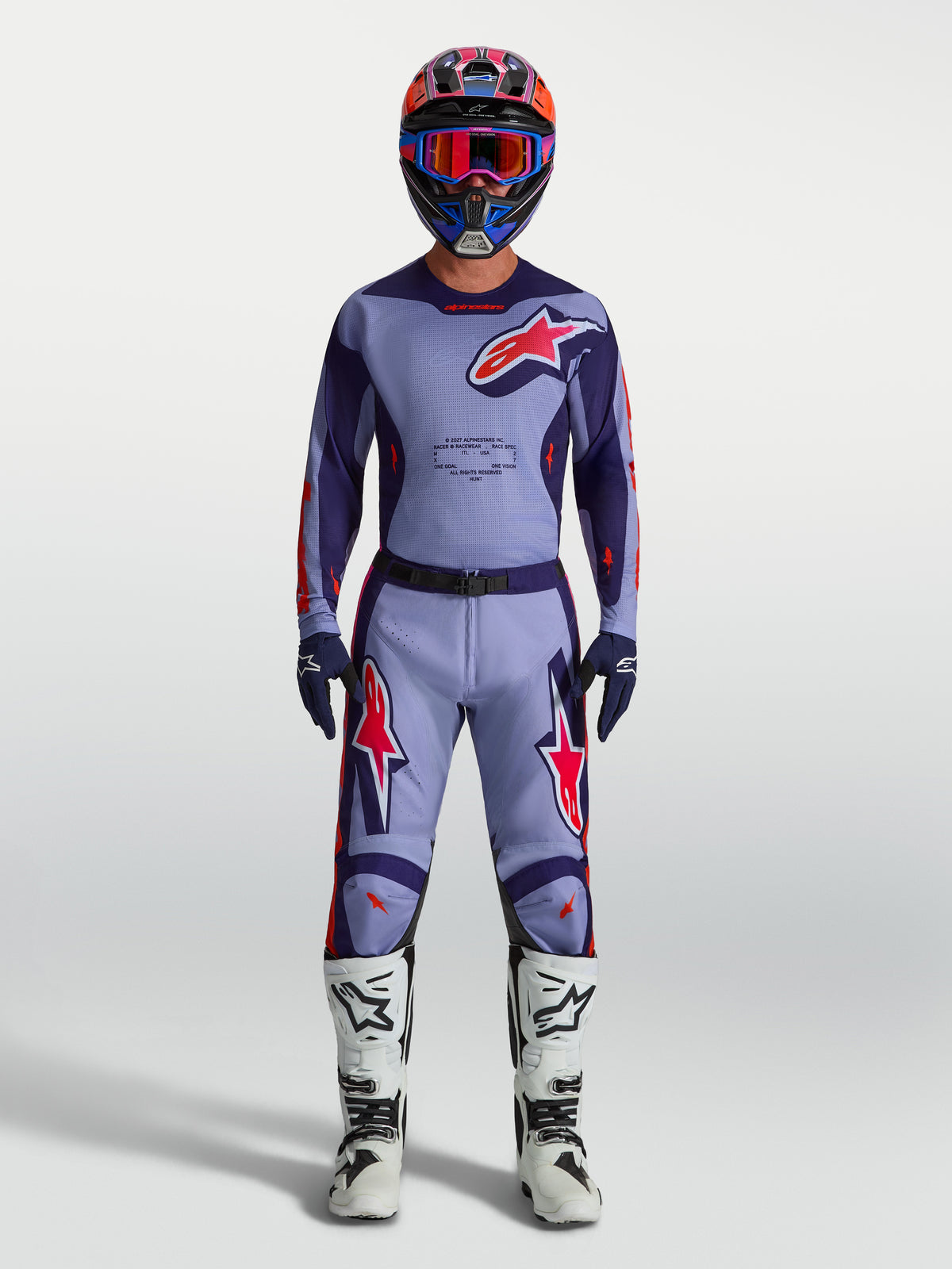 Alpinestars Racer Air Hunt Hose, belüftete Motocross-Hose für Herren, Lila und Pink Fluo, Mesh-Gewebe für hohen Luftstrom.