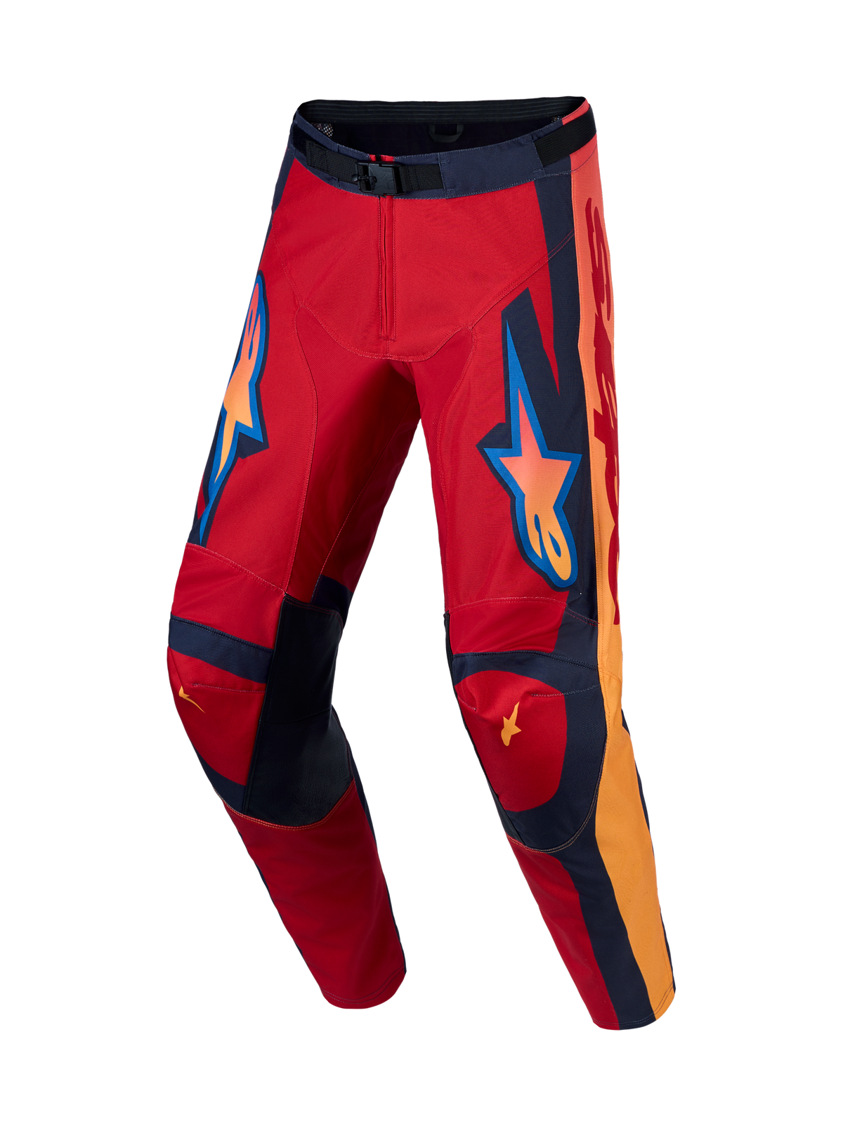Alpinestars Racer Hunt Hose, Motocross-Hose für Herren in Rot und Koralle, vorgeformte Beine, robustes 600D-Polygewebe.