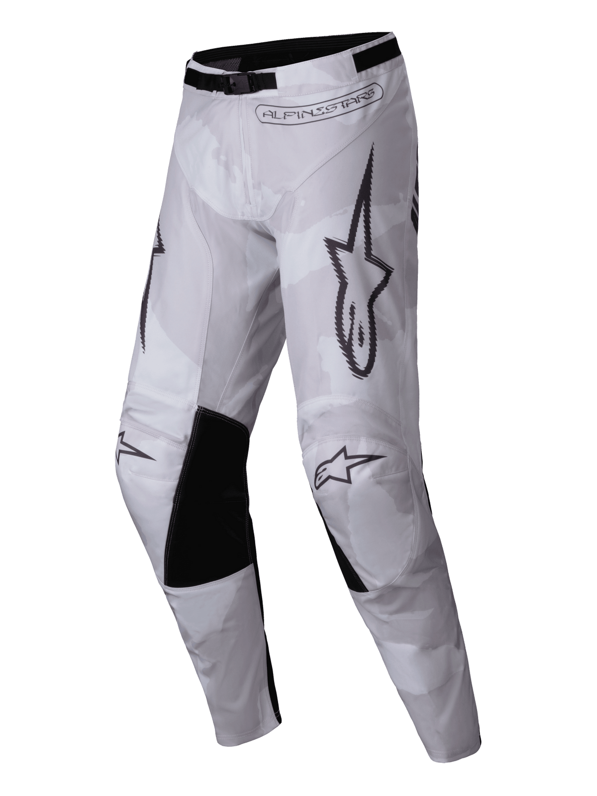 Alpinestars 2025 Racer Hollow Hose, Motocross-Hose, Light Camo Brown, mit hellem Camouflage-Muster und schwarzen Einsätzen an der Knieinnenseite, markantes Alpinestars-Branding, verstellbare Taillenschnalle für den Offroad-Rennsport