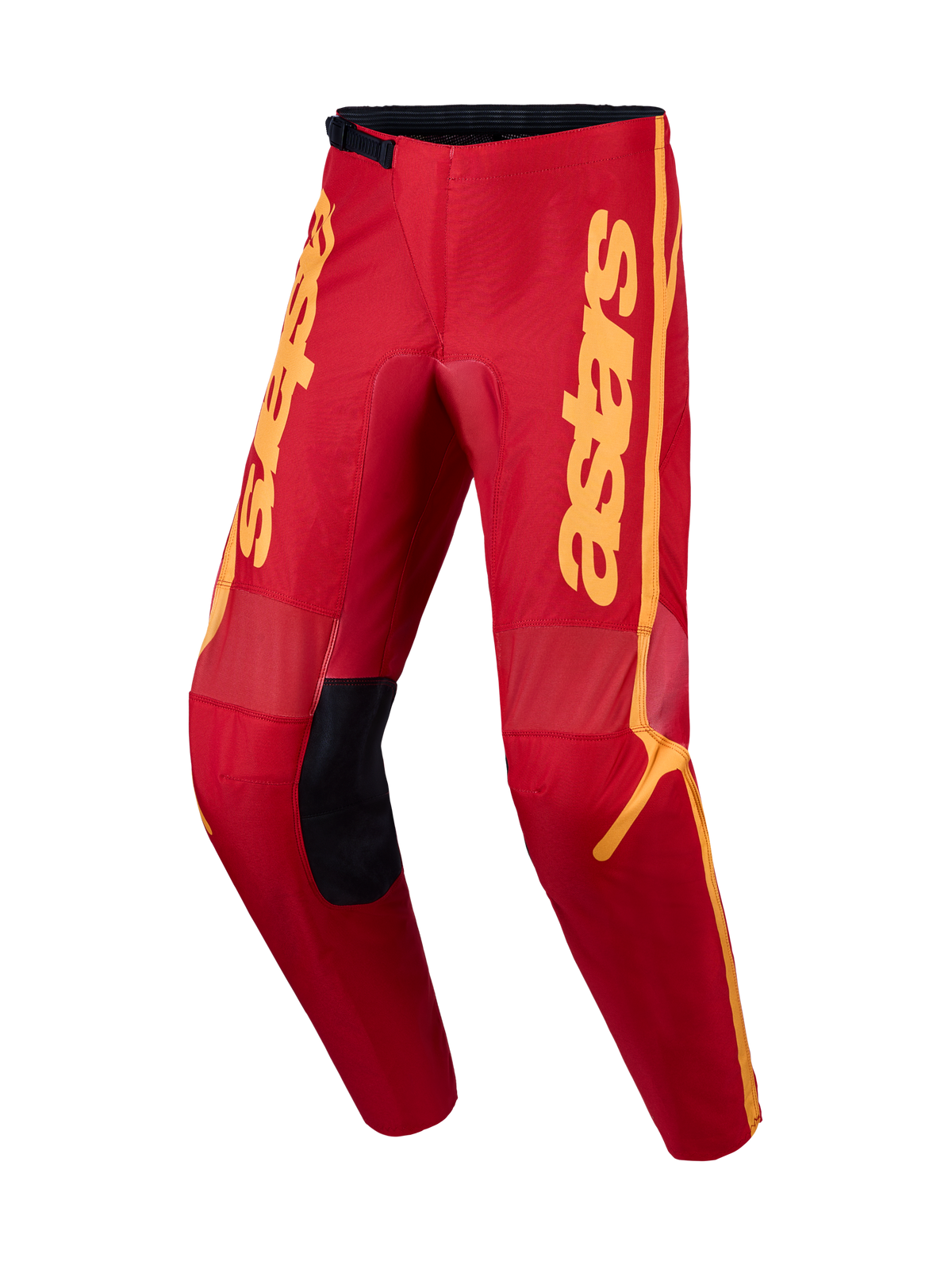 Alpinestars Fluid Apex V2 Hose, Herren Motocross-Hose, Rot und Gold, 600D-Polygewebe mit Lederverstärkung für den Offroad-Sport.