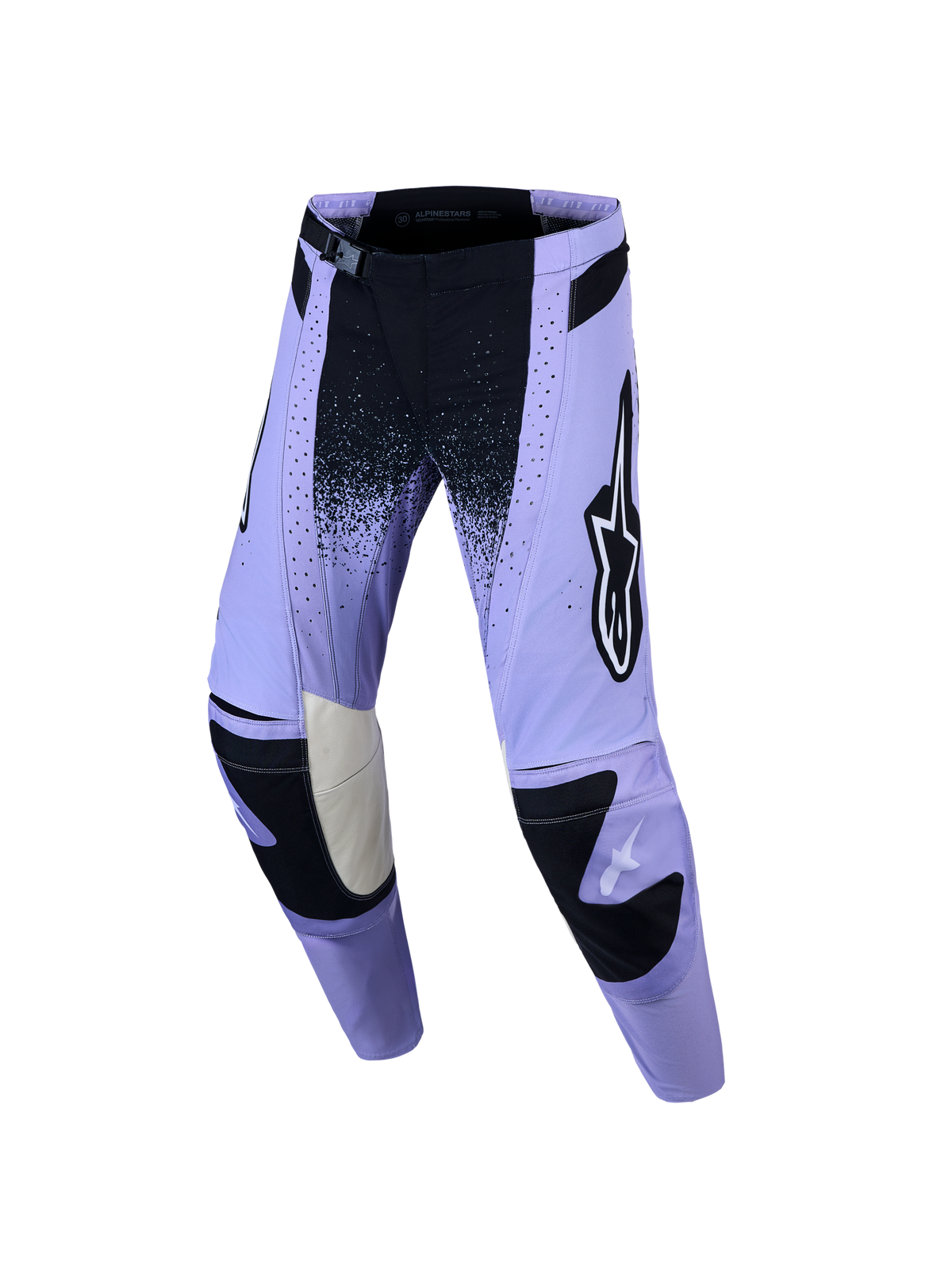Alpinestars Stella Techstar Swan Hose, Motocross-Hose für Damen, Lila und Schwarz, mit laser-geschnittenen Belüftungsöffnungen, SX2-Magnetschnalle und Swan-Grafik, Offroad-Rennausrüstung