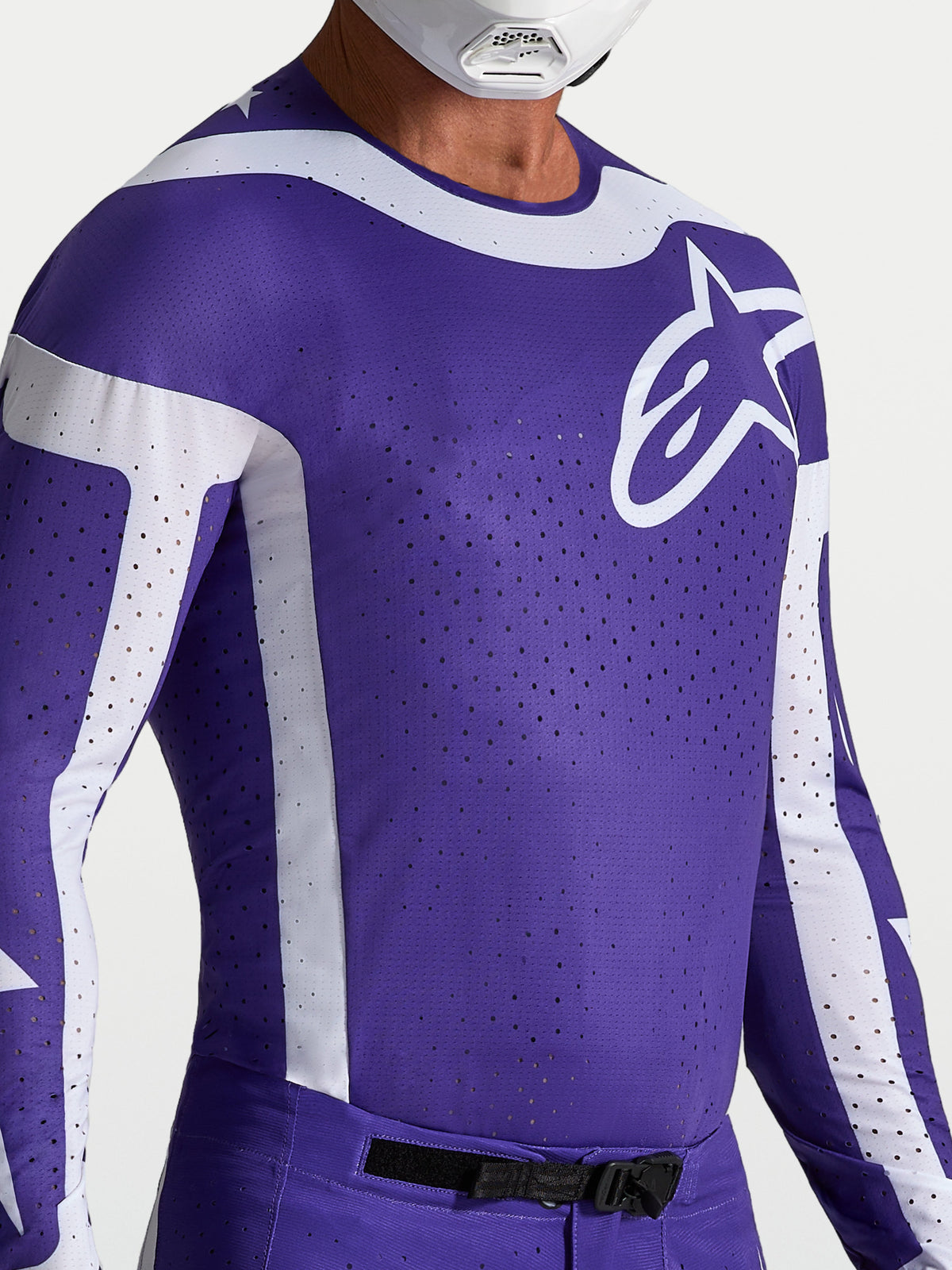 Alpinestars Supertech Vesta Trikot, Motocross-Rennoberteil für Herren, Blau und Weiß, laserperforiertes Mesh-Material, atmungsaktiv und leicht für den MX-Rennsport