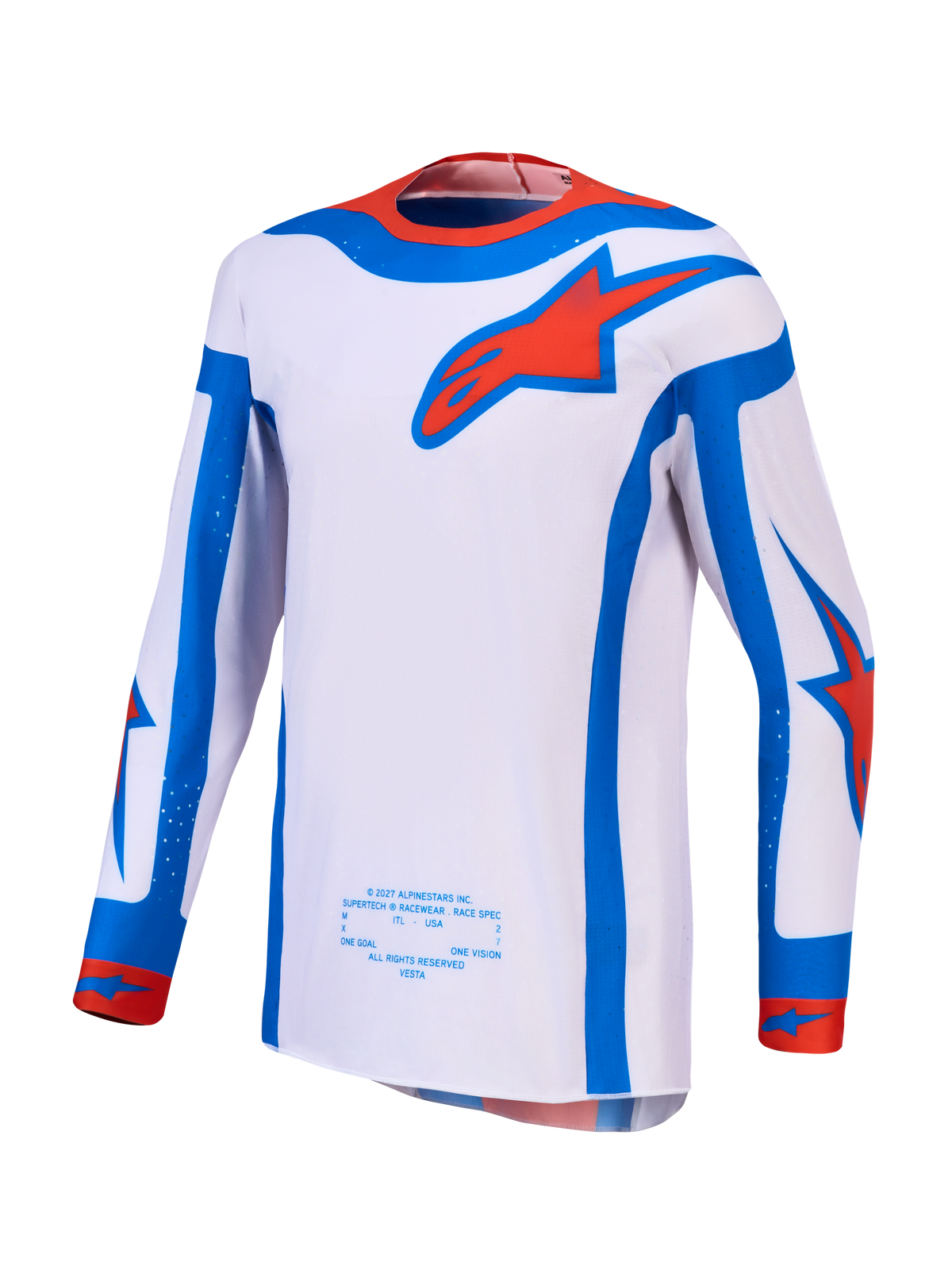 Alpinestars Supertech Vesta Trikot AND Gear Set, Herren-MX-Trikot, Helllila, Blau, Kardinalrot, athletische Passform.