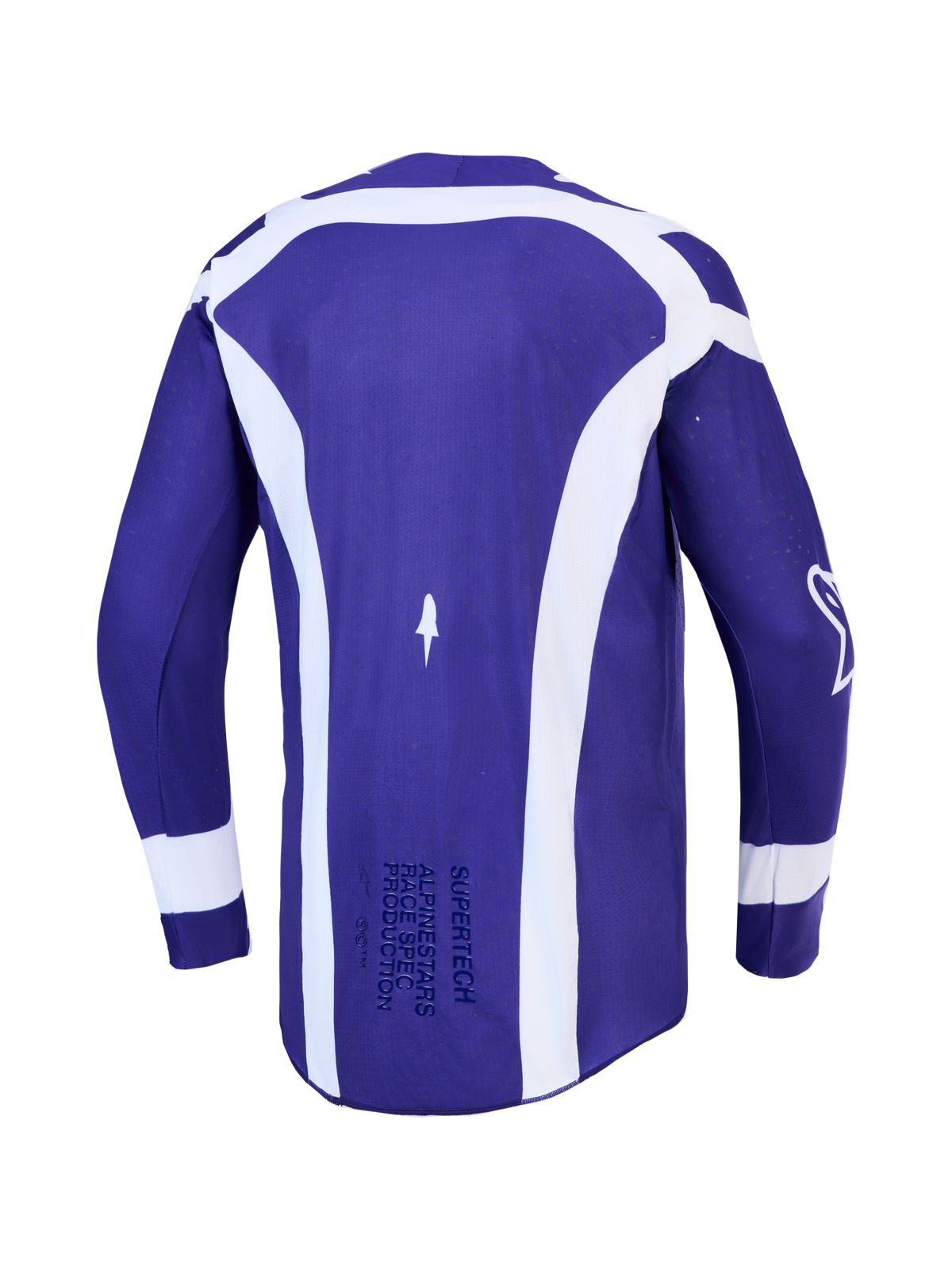 Alpinestars Supertech Vesta Trikot, Motocross-Renntrikot für Herren, Dunkelblau und Weiß, Stretch-Mesh, Rückansicht.