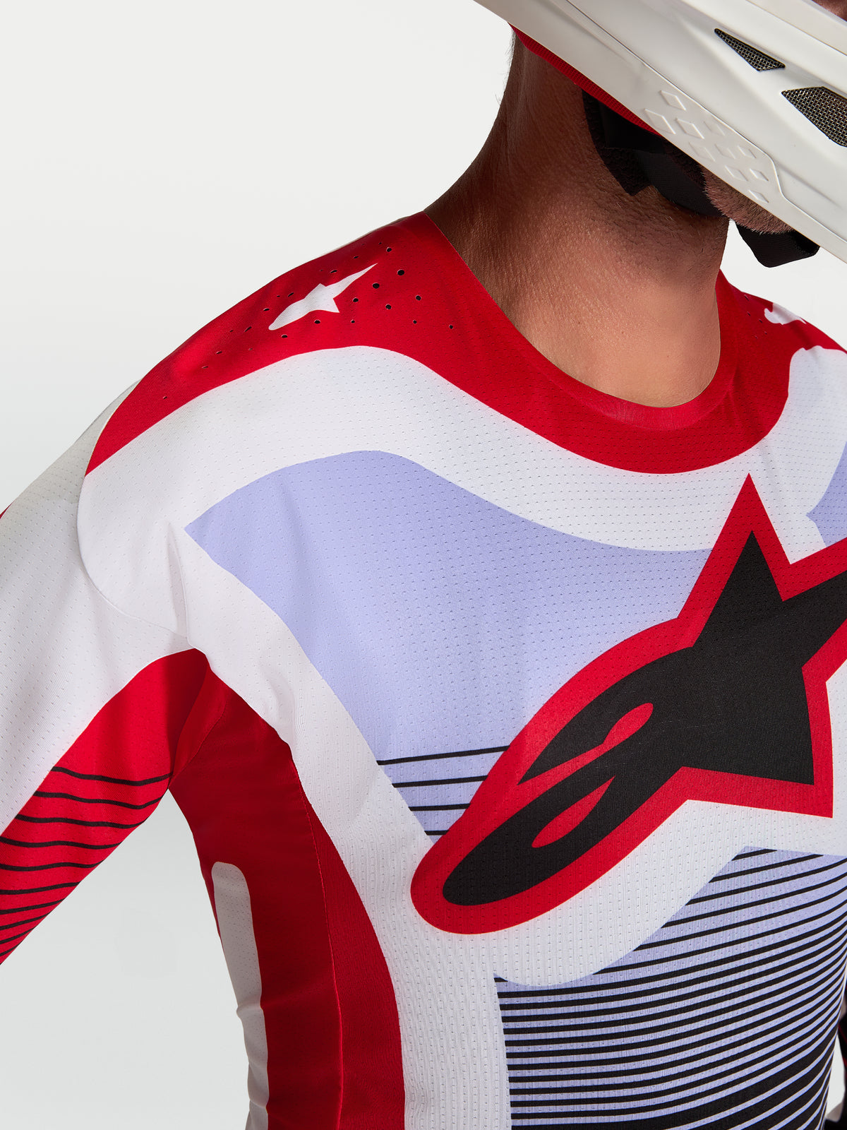 Alpinestars Techstar Maven Trikot, Motocross, Rot und Lila, lasergefertigte Perforationen und athletische Passform