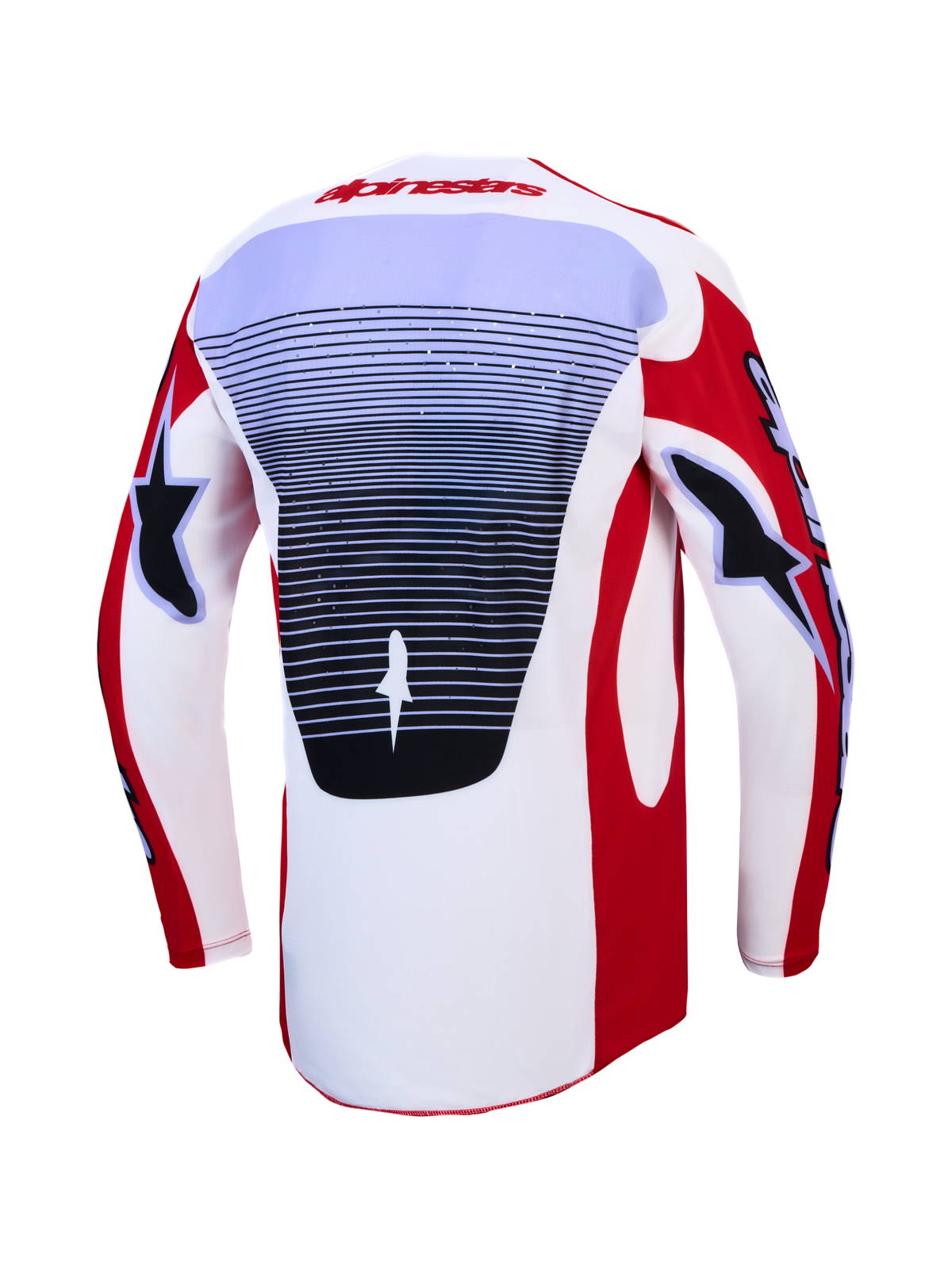 Alpinestars Techstar Maven Trikot und 2027 Techstar Maven Gear Set, Motocross-Trikot, Rot und Weiß, belüftetes Rückenteil.