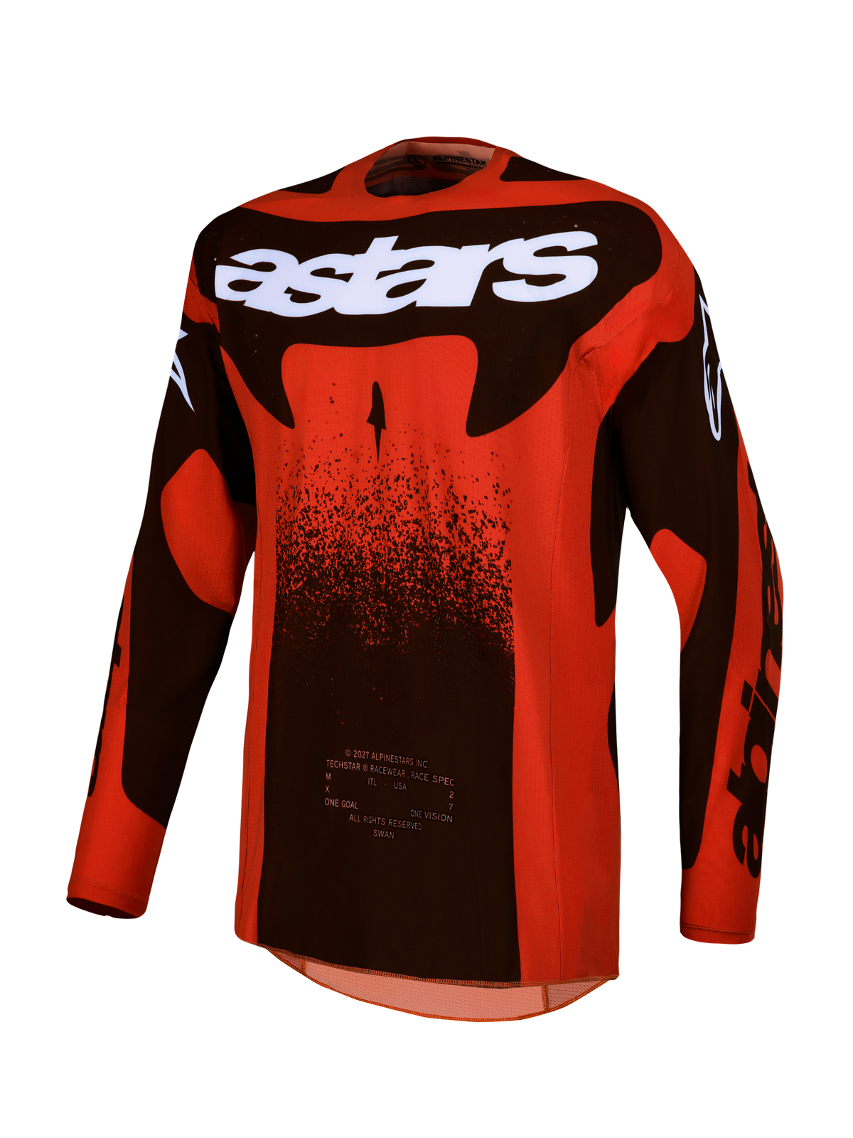 Alpinestars Techstar Swan Trikot, Motocross-Renntrikot für Herren, Cardinal Red und Schwarz, Performance-Stretchgewebe, athletische Passform für MX-Rennsport