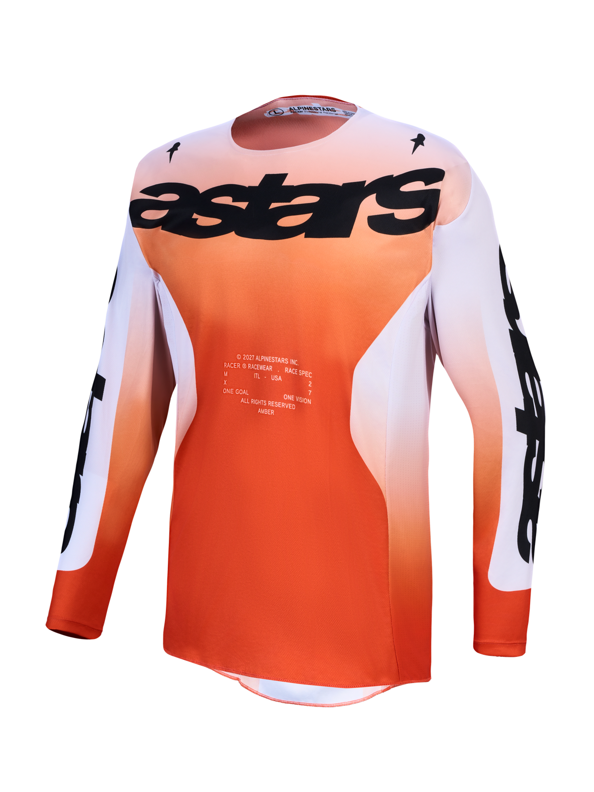 Alpinestars 2027 Racer Amber Trikot, Herren-Motocross-Trikot, Kardinalrot, Helllila, feuchtigkeitsableitend, Rennpassform.