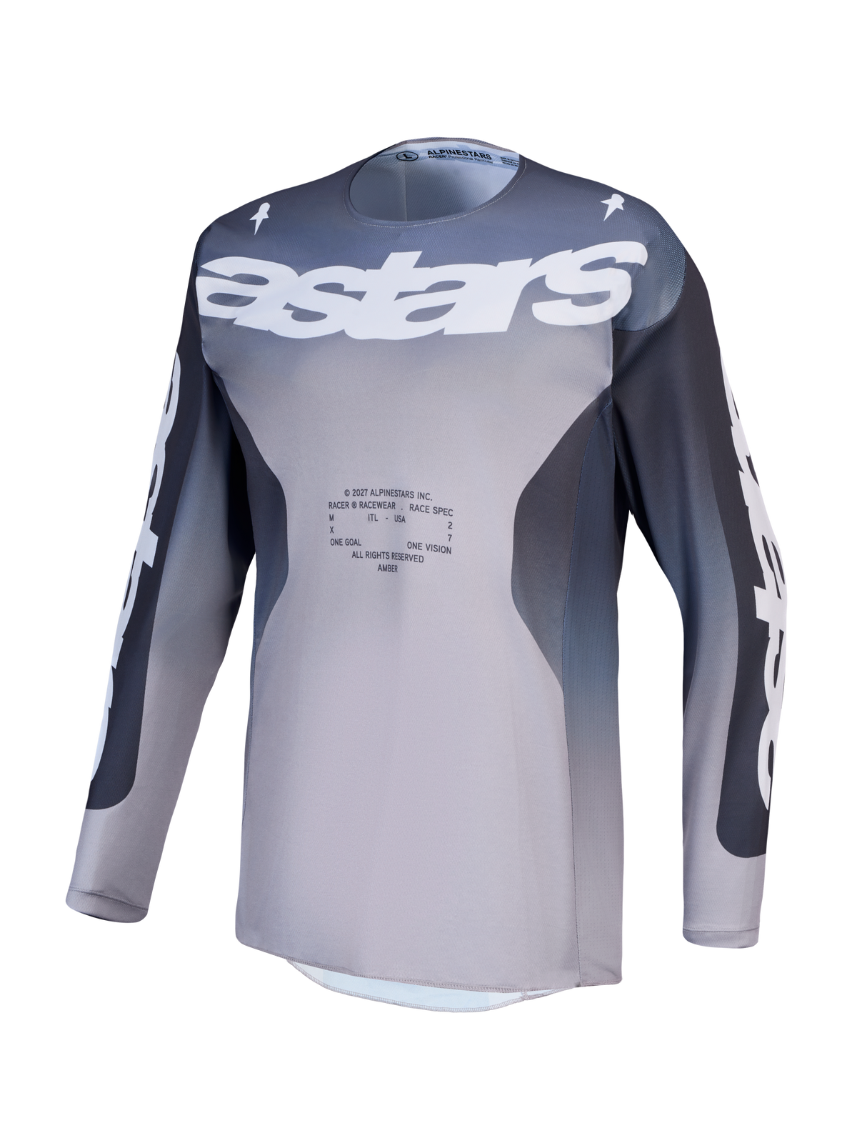 Alpinestars Racer Amber Trikot, Motocross-Trikot für Herren, Grau und Flieder, atmungsaktives Polygewebe, Stretch-Mesh-Einsätze, Racing-Passform für den Offroad-Einsatz