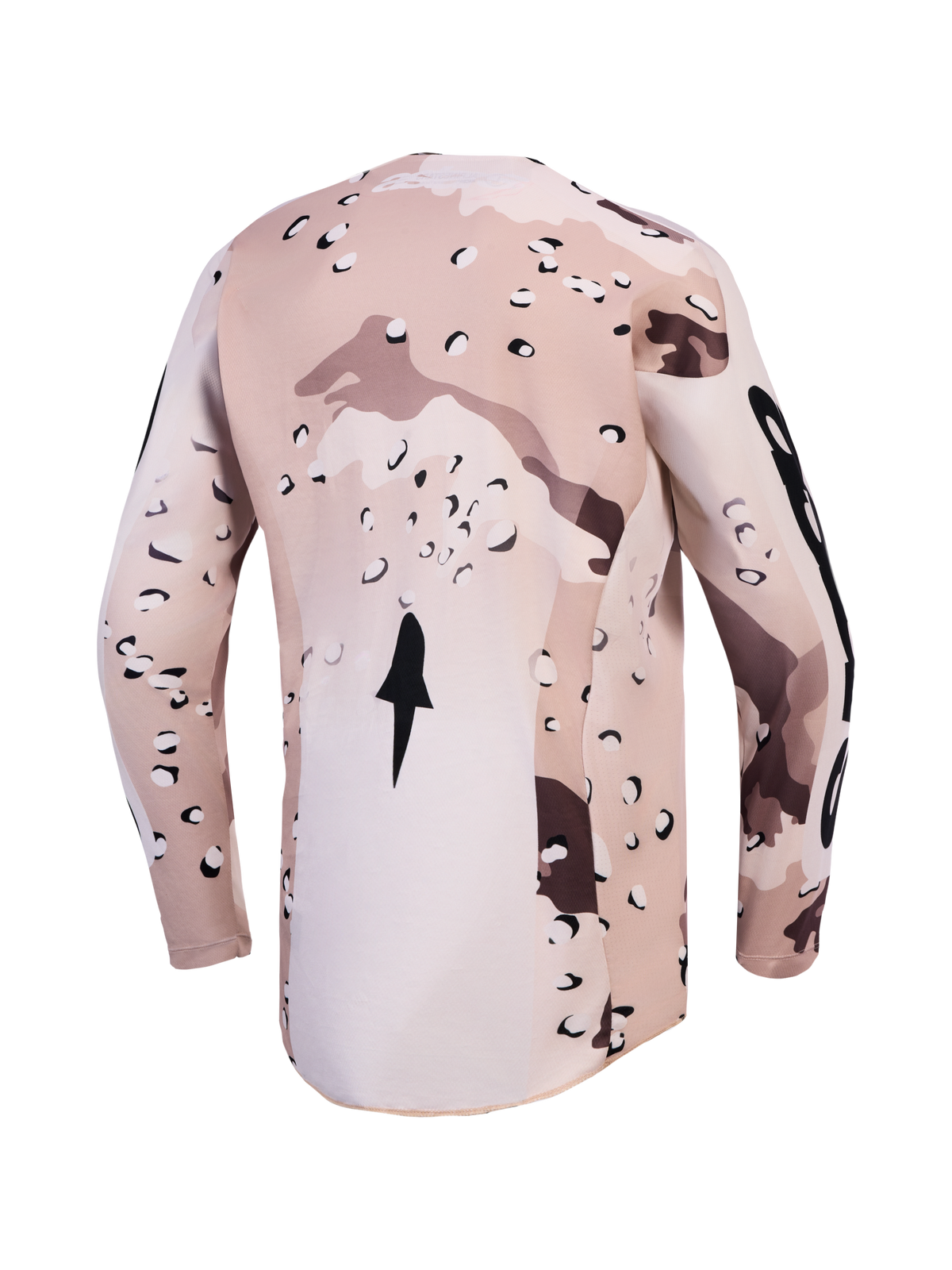 Alpinestars Racer Lone Trikot, Herren-Motocross-Trikot in Desert Camo und Schwarz, Rückansicht mit verlängertem Rückensaum.