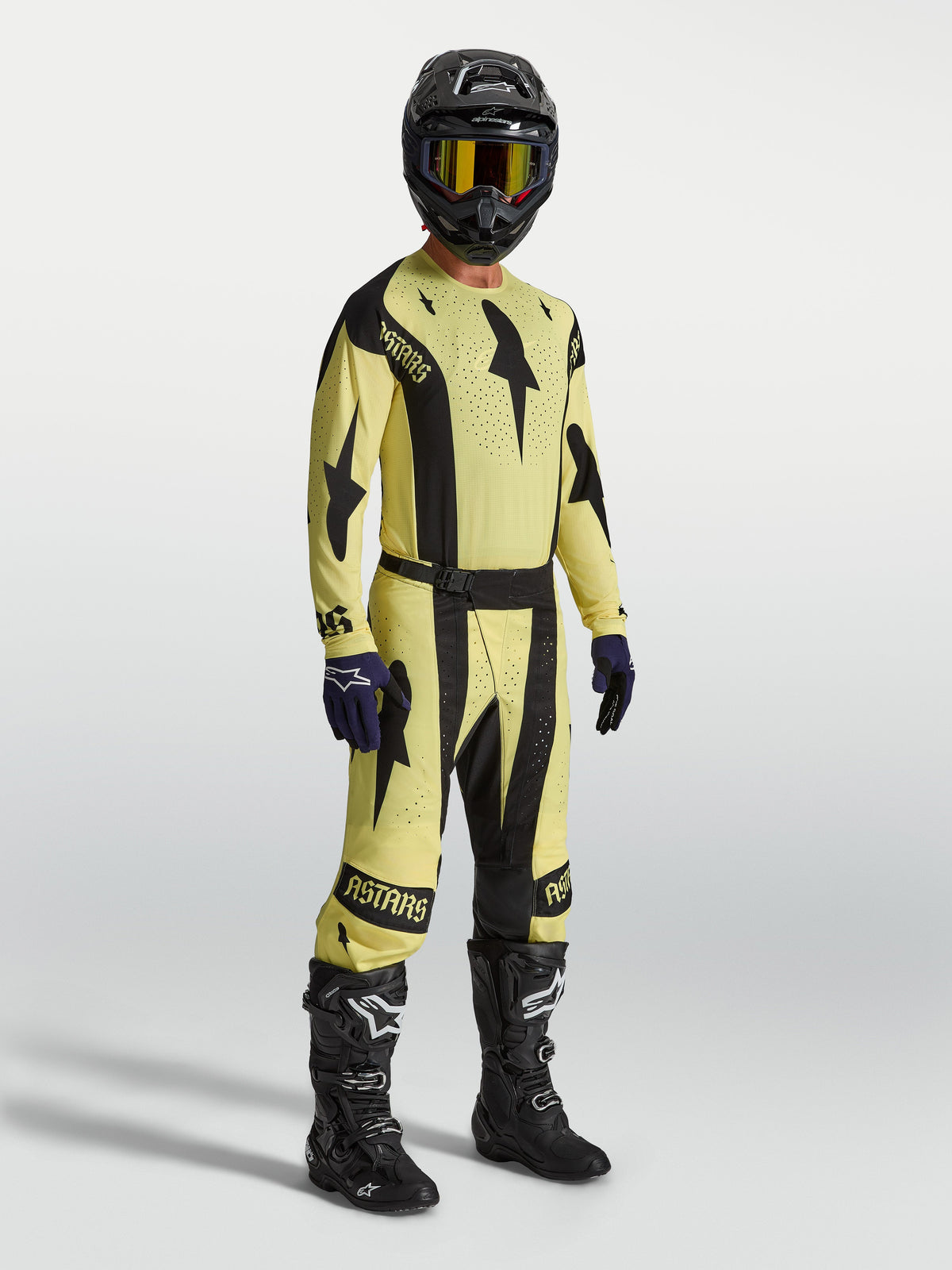 Alpinestars Techstar Atrox Trikot, Herren-Motocrosstrikot, Gelb und Schwarz, athletische Passform mit Laser-Perforationen.