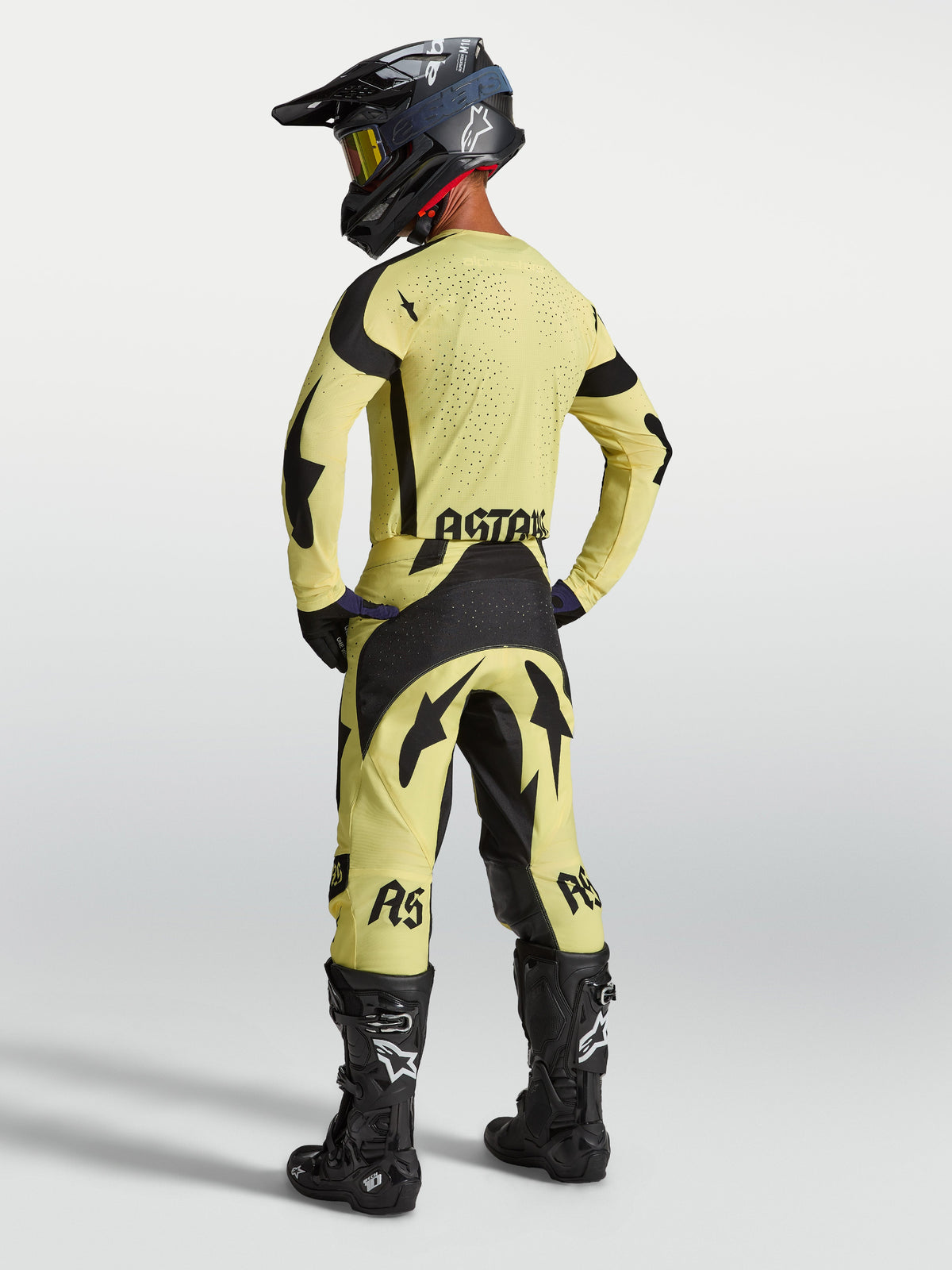 Alpinestars Techstar Atrox Trikot, Motocross-Oberteil für Herren, Gelb und Schwarz, Laserperforationen, Rückansicht.