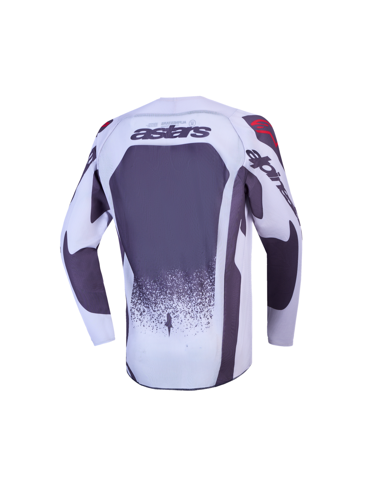 Alpinestars Supertech Swan Jugend-Trikot, Motocross-Oberteil, Grau und Weiß, Rückansicht mit Mesh-Gewebe.