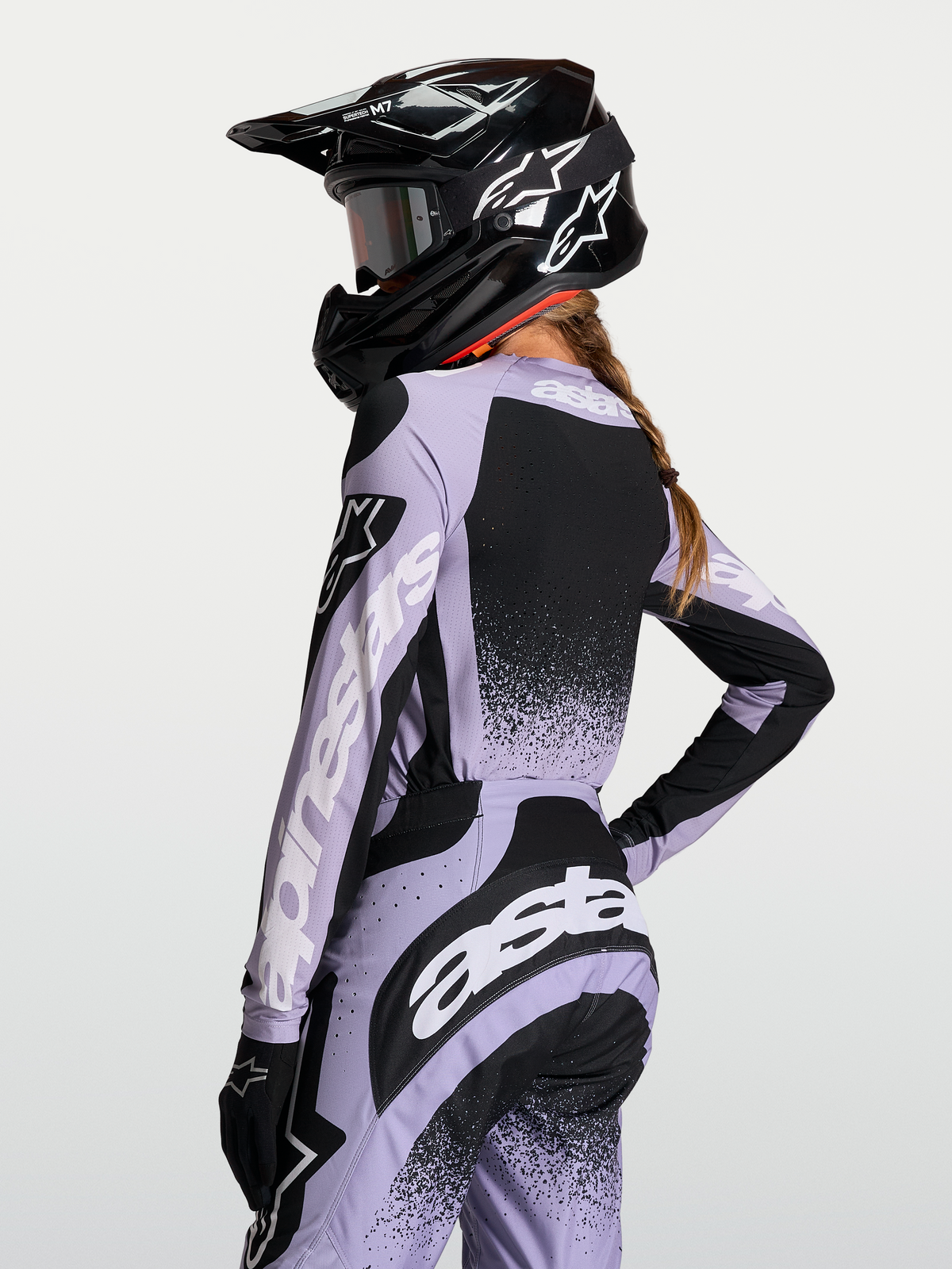 Alpinestars Stella Techstar Swan Trikot, Damen-Motocross-Trikot in Hellviolett und Schwarz, atmungsaktive Rennpassform mit Laserperforationen für den MX-Sport