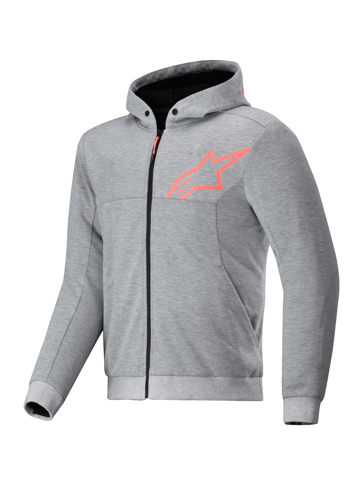 Alpinestars Chrome V2 Sport Kapuzenjacke, Urban Riding, Grau Meliert und Neonrot, Tech-Air Ready, Textil, CE-zertifiziert.