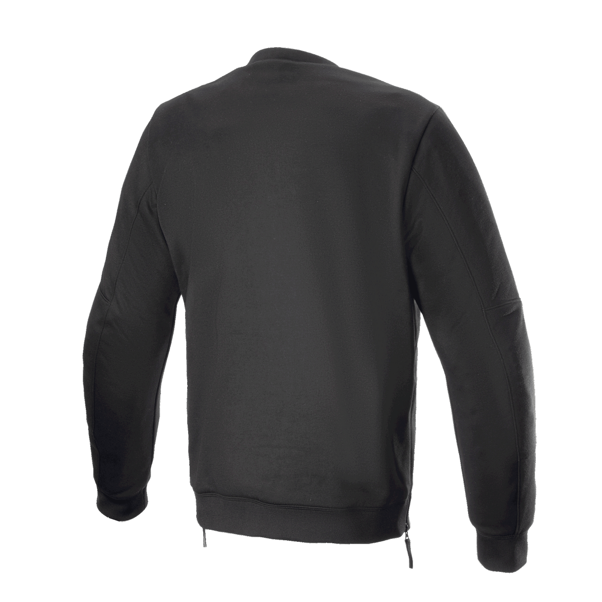 Alpinestars FQ20 Legit Crew Fleece, Motorrad-Fleecejacke, Schwarz, Rückansicht, mit geripptem Bund, seitlichen Reißverschlüssen und einem lässigen urbanen Design