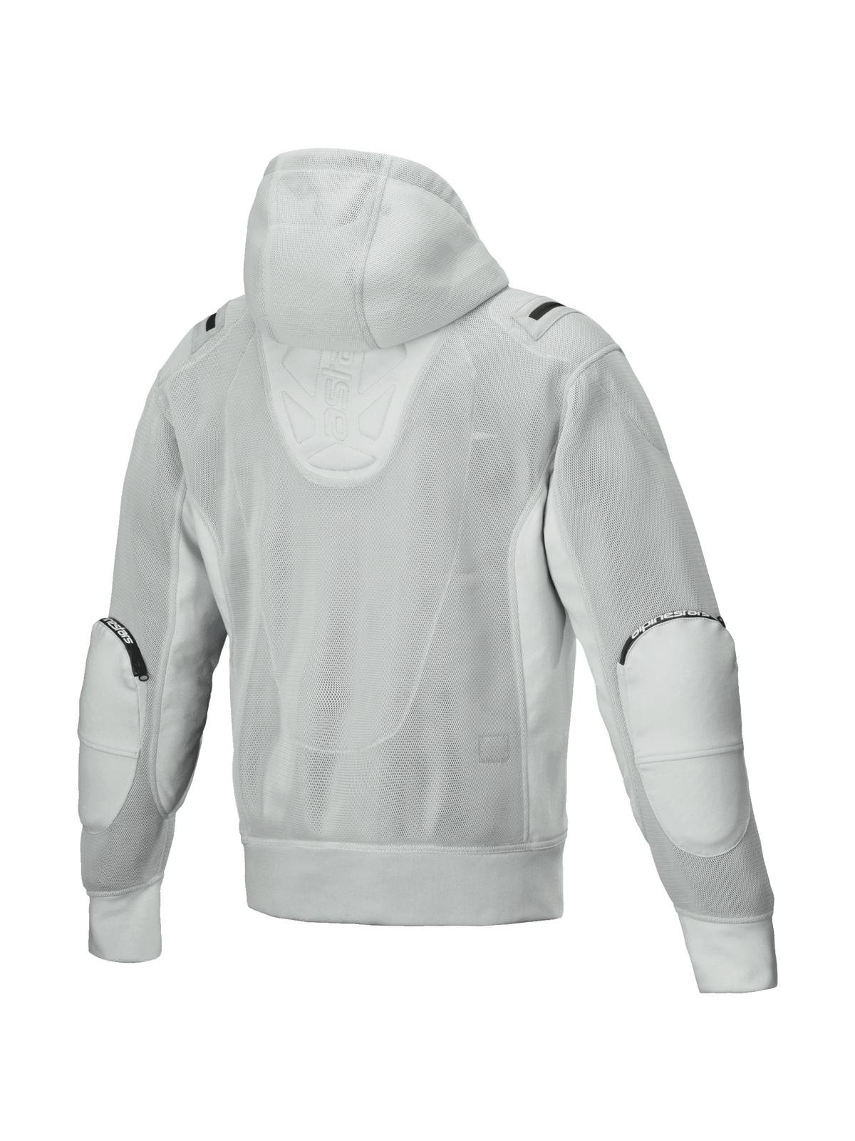 Alpinestars Moflow Air Tech Hoodie, gray mesh motorcycle jacket for men, Tech-Air Ready ventilated urban design, back view.