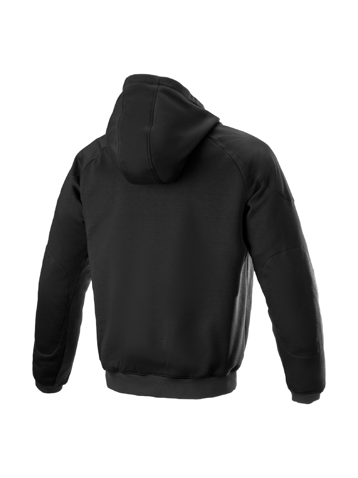 Alpinestars Ageless Kapuzenpullover, schwarze urbane Textil-Motorradjacke mit internem Schutz, Rückansicht.