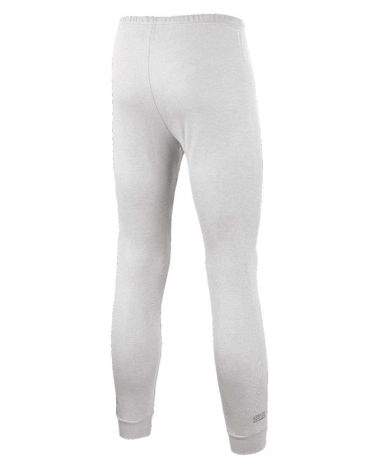 Alpinestars Race V3 Unterteil, Auto-Rennsport-Basisschicht-Hose, Weiß, Rückansicht mit strukturiertem flammhemmendem Gewebe, elastischem Bund und gerippten Knöchelbündchen, konzipiert für den professionellen Motorsporteinsatz