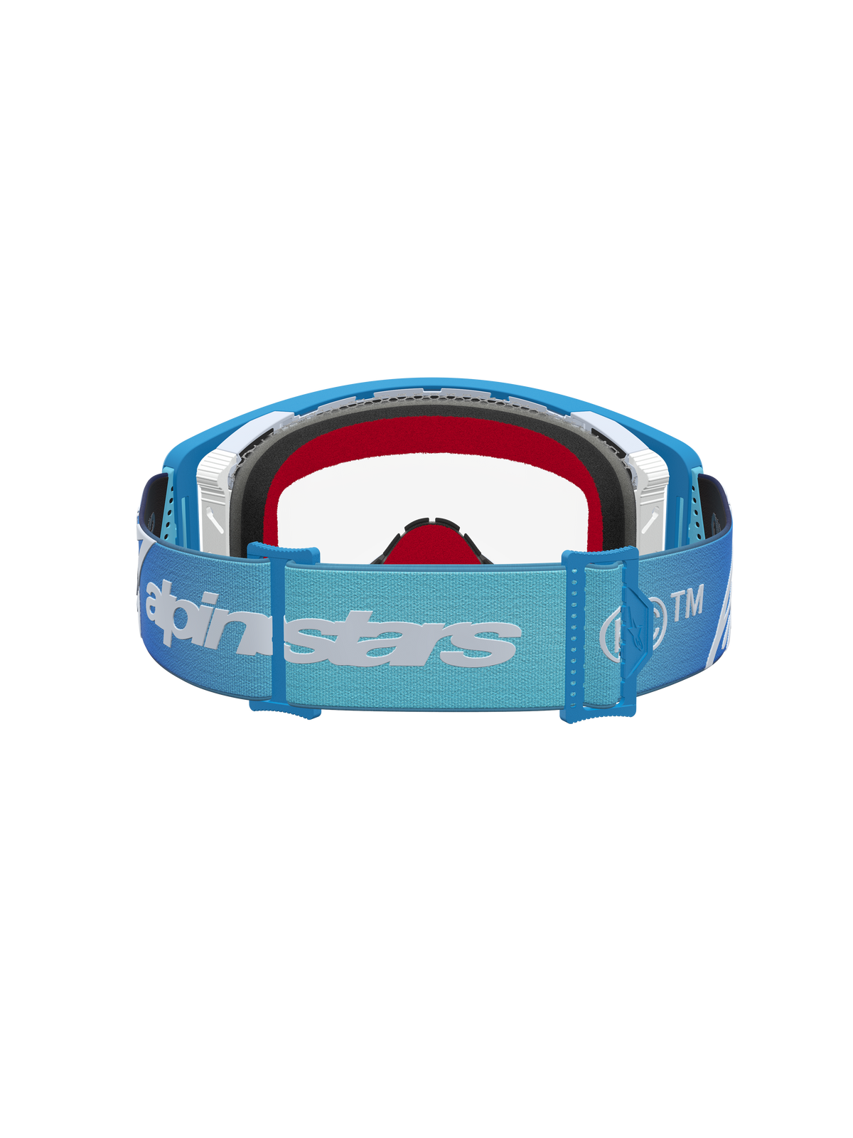 Alpinestars Supertech Dura Air Schutzbrille Fluid, Motocross-Brille, Blau und Silber, klare Scheibe, verstellbarer Logo-Gurt.