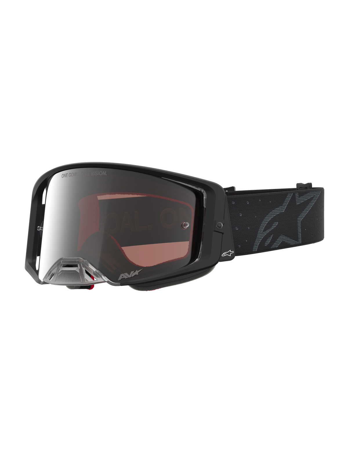 Alpinestars Supertech Schutzbrille Cloak, Motocross-Schutzbrille, Schwarz und Silber, verspiegelte Polycarbonat-Linse.