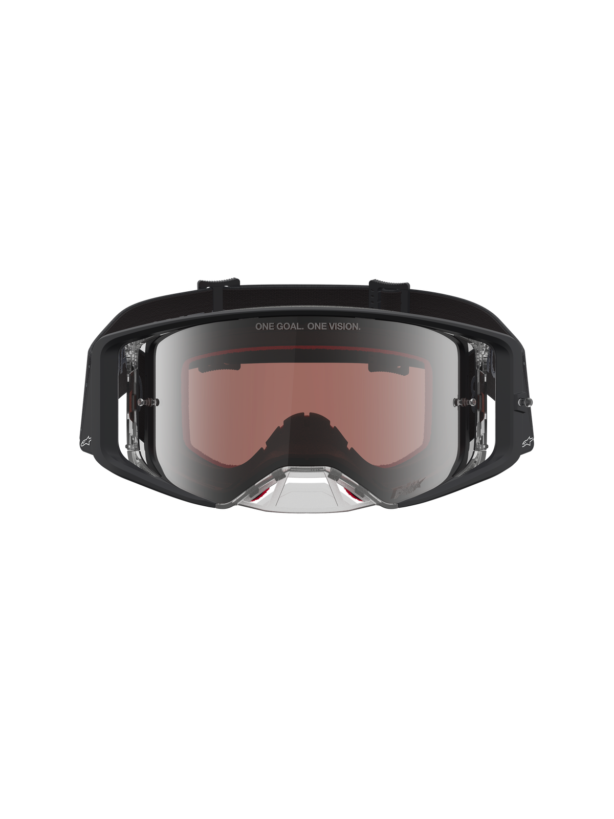 Alpinestars Supertech Schutzbrille Cloak, Motocross-Rennsport, Schwarz und Silber, mit verspiegelter Polycarbonatscheibe.