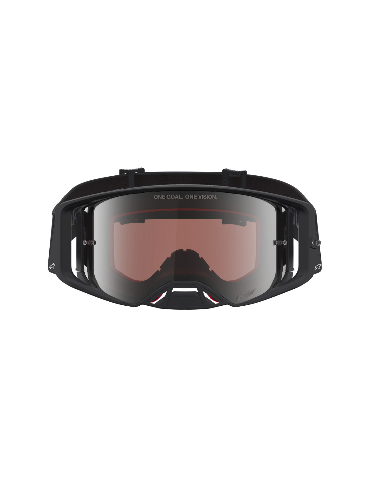 Alpinestars Supertech Vesta Motocross Goggles in Black and Matte Silver, featuring high-definition mirrored lenses for off-road racing.