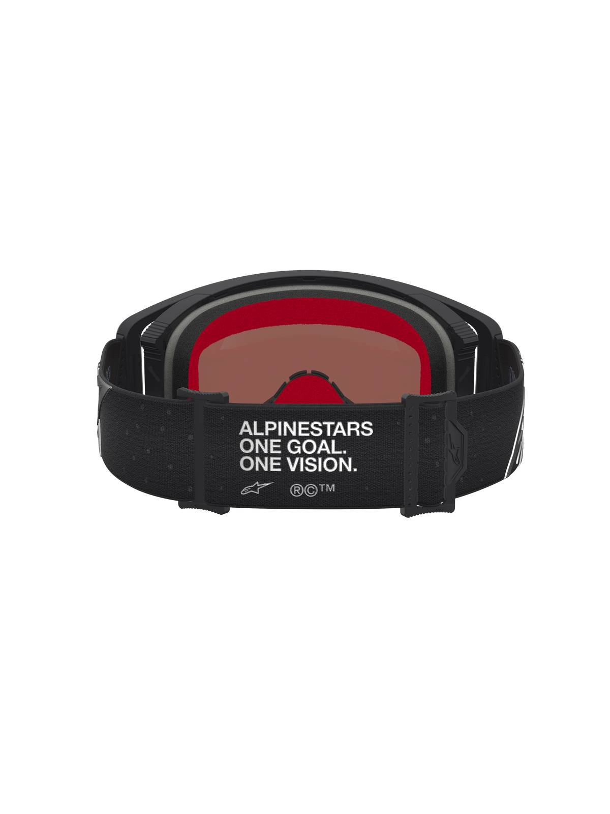 Alpinestars Supertech Vesta Goggles, black motocross racing eyewear with silver mirror lens and wide adjustable strap.