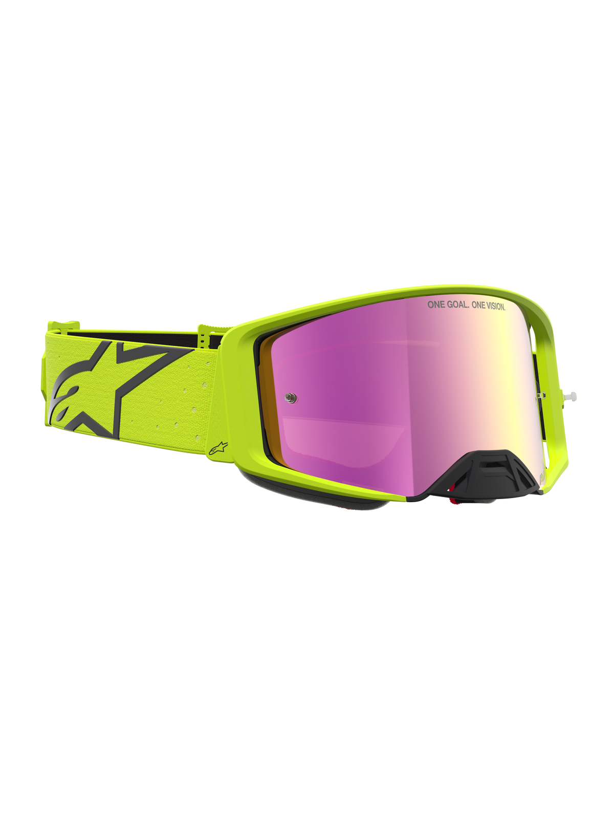 Alpinestars Supertech Vesta Schutzbrille, Motocross-Rennsportbrille, Gelb Fluo und Schwarz, Pink verspiegeltes Glas.