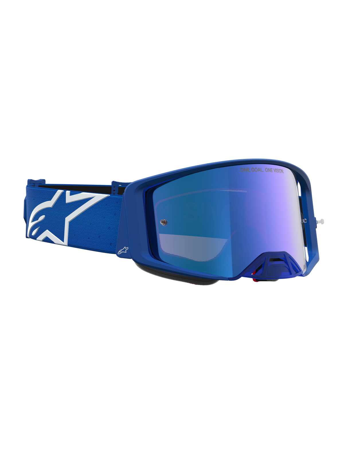 Alpinestars Supertech Vesta Schutzbrille, Motocross-Brille, Blau und Weiß, verspiegeltes blaues Glas, Profi-Offroad-Ausrüstung