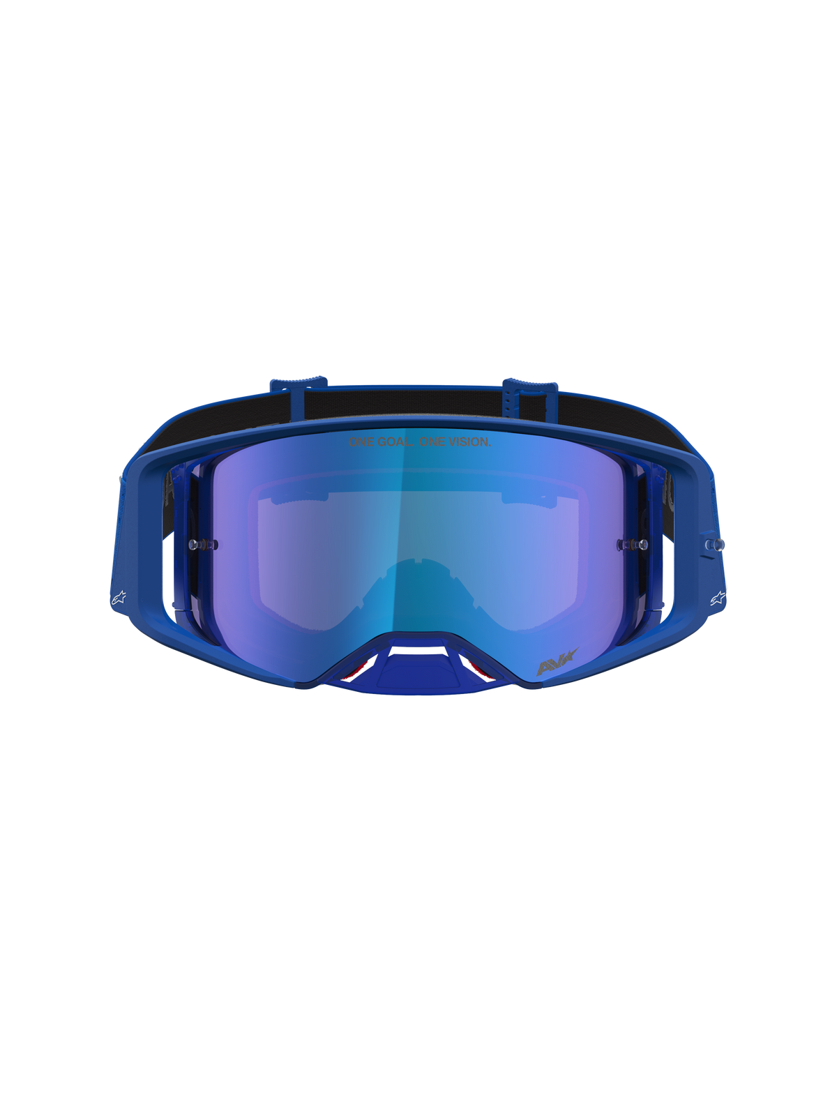 Alpinestars Supertech Vesta Schutzbrille, Motocross-Goggles für Offroad- und Supercross-Einsätze, Blau mit verspiegelter blauer Linse und ergonomischem Rahmen.