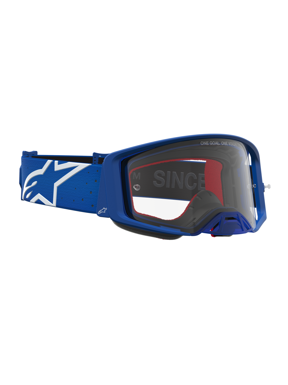 Alpinestars Supertech Vesta Schutzbrille, Motocross-Brille in Blau und Weiß, klare Scheibe, professionelles Rahmendesign für Offroad-Einsätze