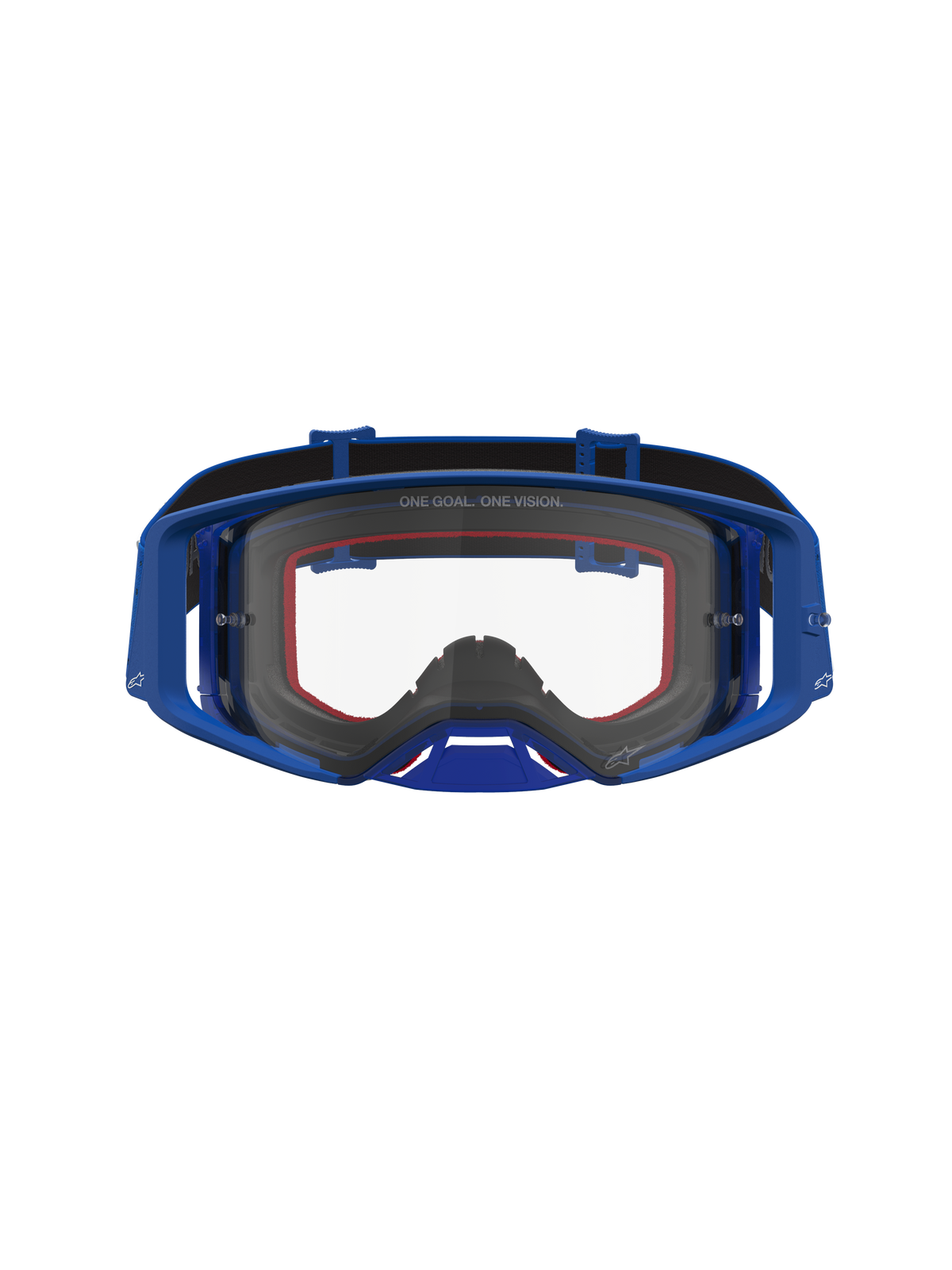 Alpinestars Supertech Vesta Motocross-Schutzbrille, Blau und Weiß, Klarsichtscheibe, Feuchtigkeitsmanagement und Luftstrom.