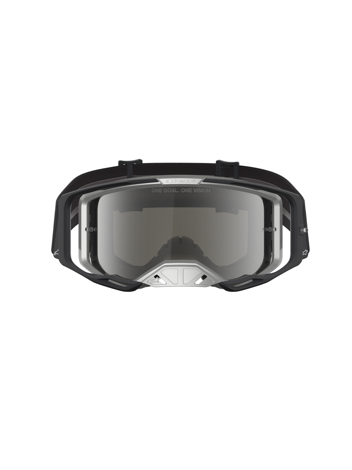 Alpinestars Vision 8 Amber Mirror Motocross Goggles in black and silver with a mirrored lens and A-FLEX frame.
