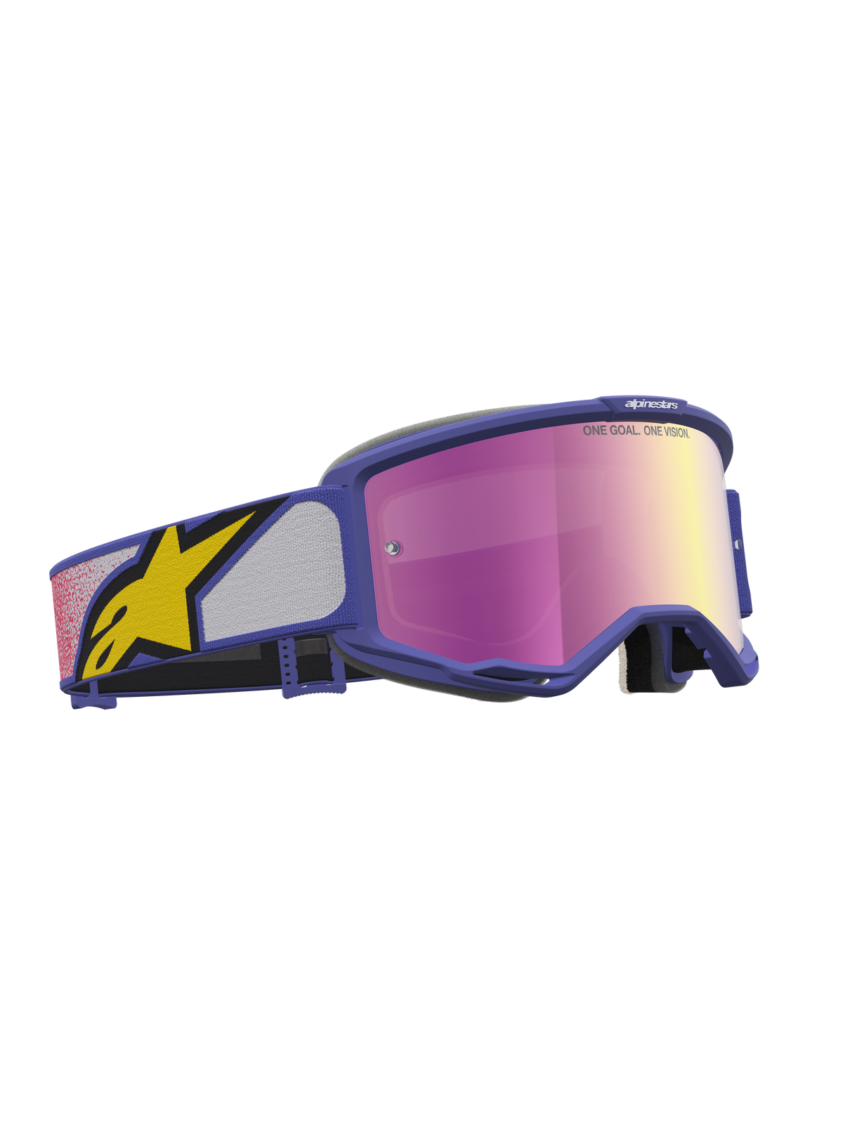 Alpinestars Vision 5 Schutzbrille Drag, Motocross-Schutzbrille, Lila und Pink, verspiegelte Scheibe, RAM-AIR-Belüftung.