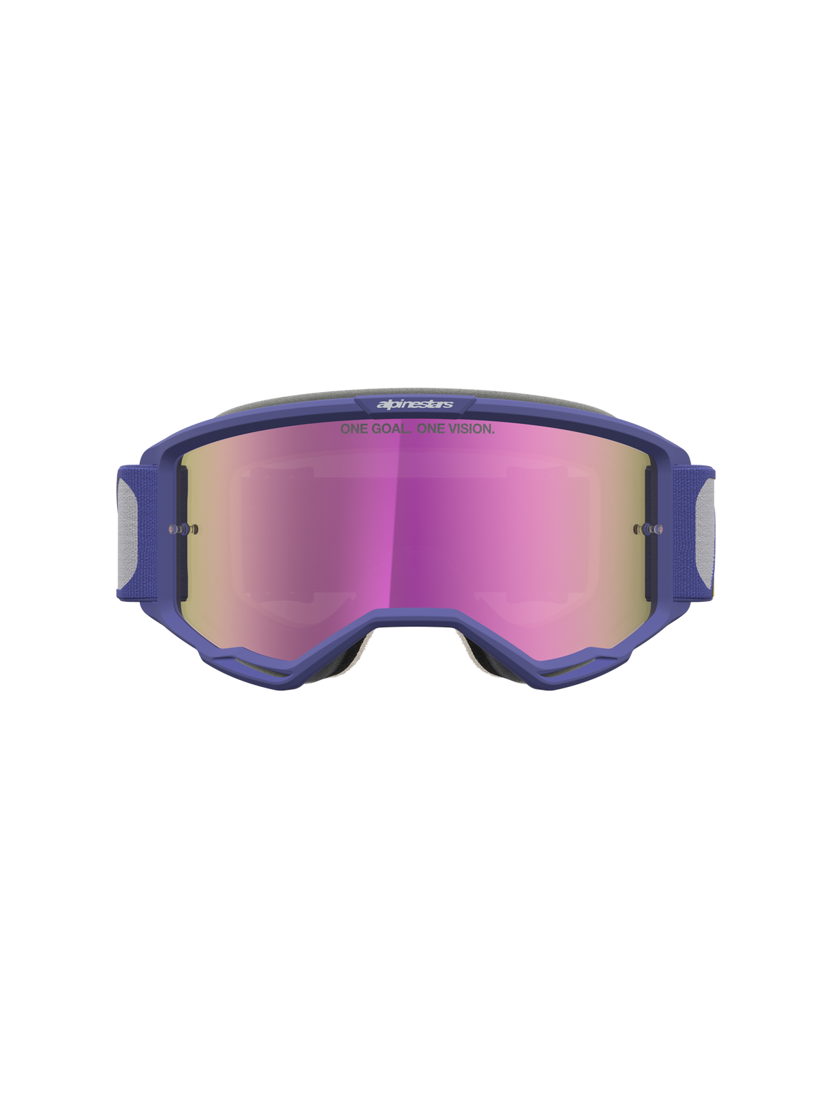 Alpinestars Vision 5 Schutzbrille Drag, lila Motocross-Schutzbrille, pinkfarbene Spiegelscheibe, RAM-AIR-Belüftung, Offroad